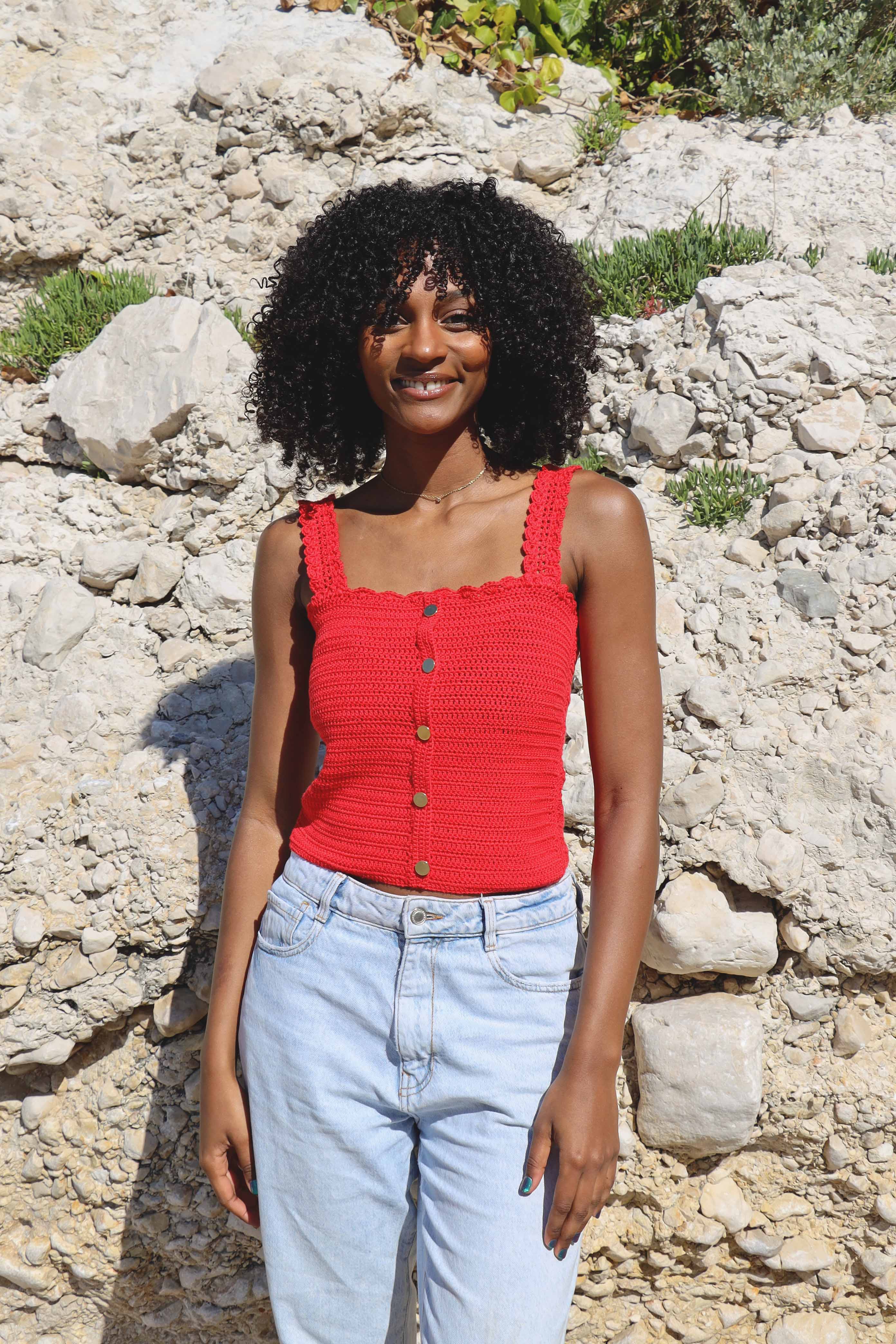 Top crochet Honorine rouge