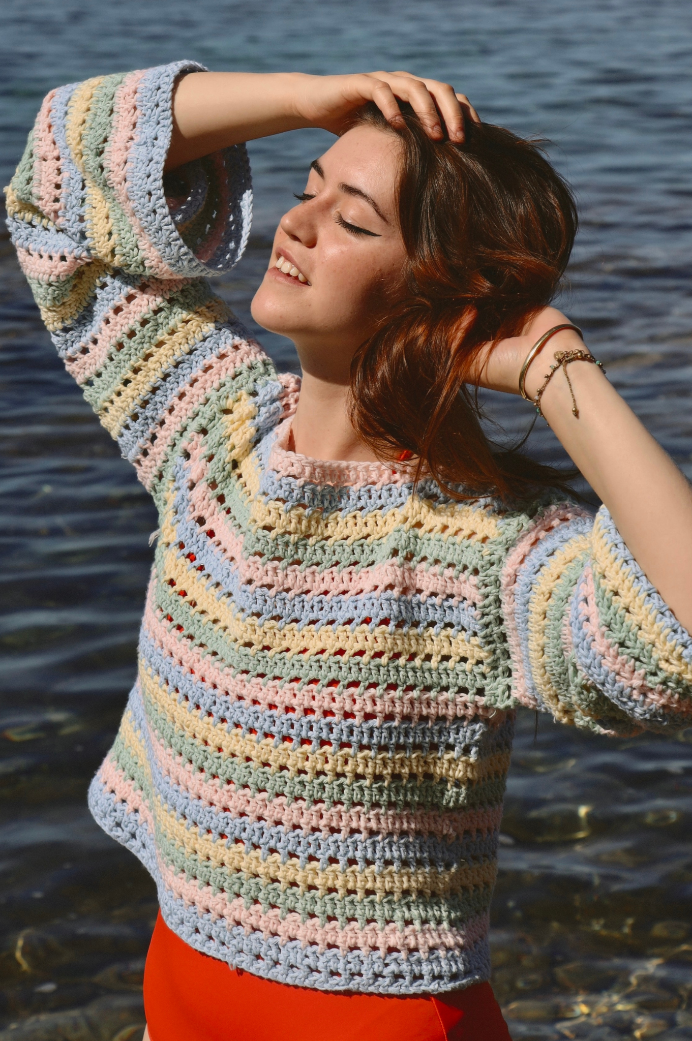 Pull Brigitte rayures pastels