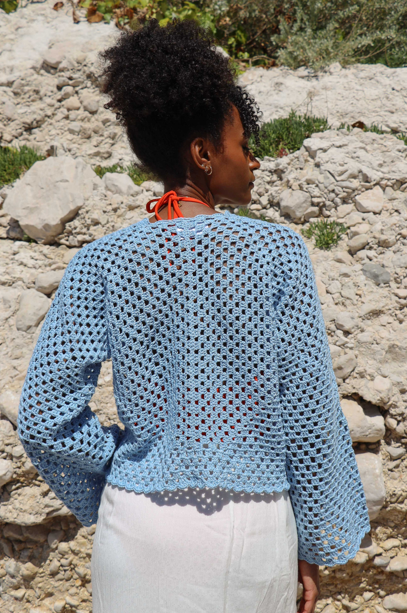 Gilet Denise bleu pastel en stock