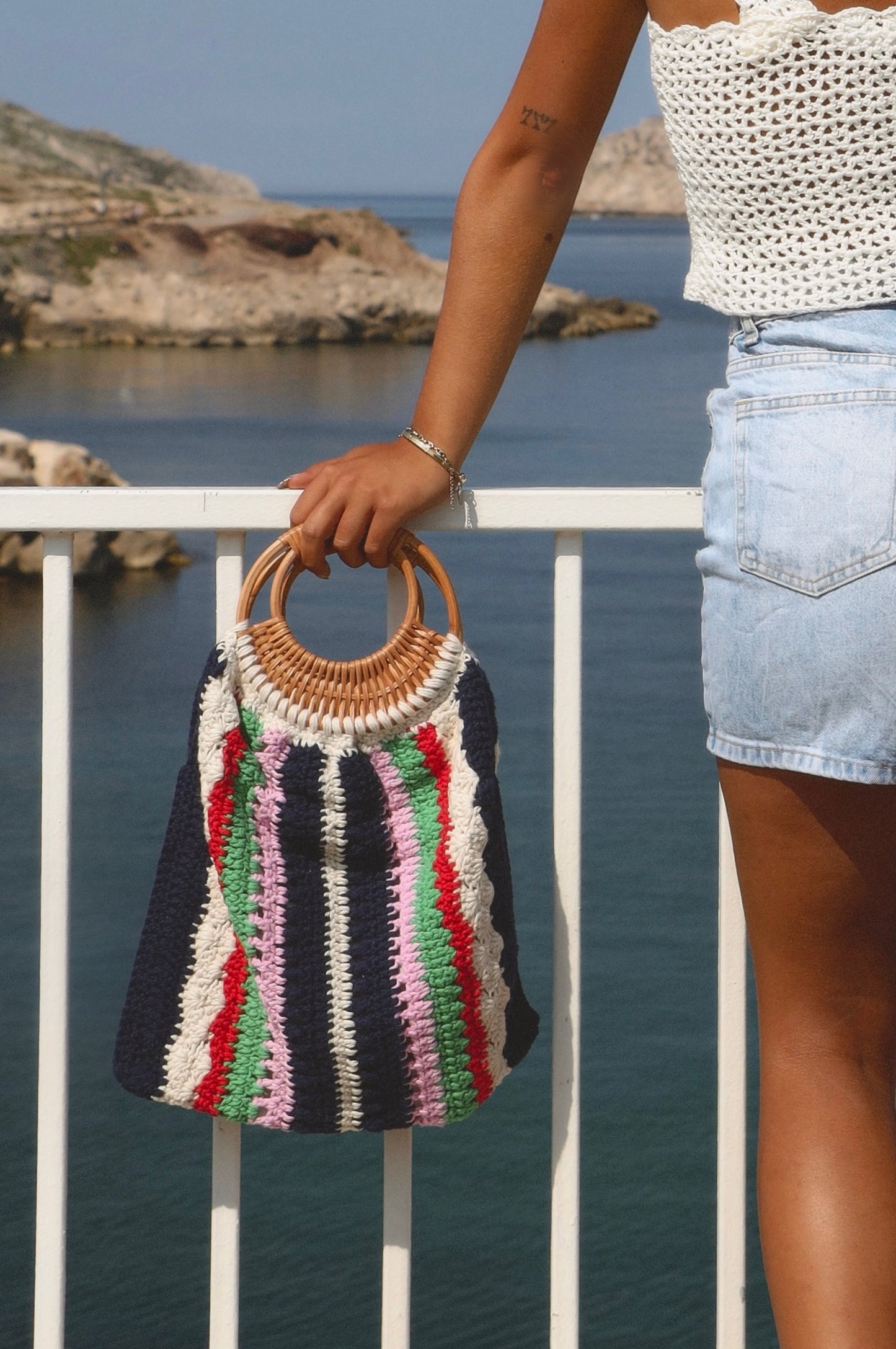 Sac crochet Paulette - bleu
