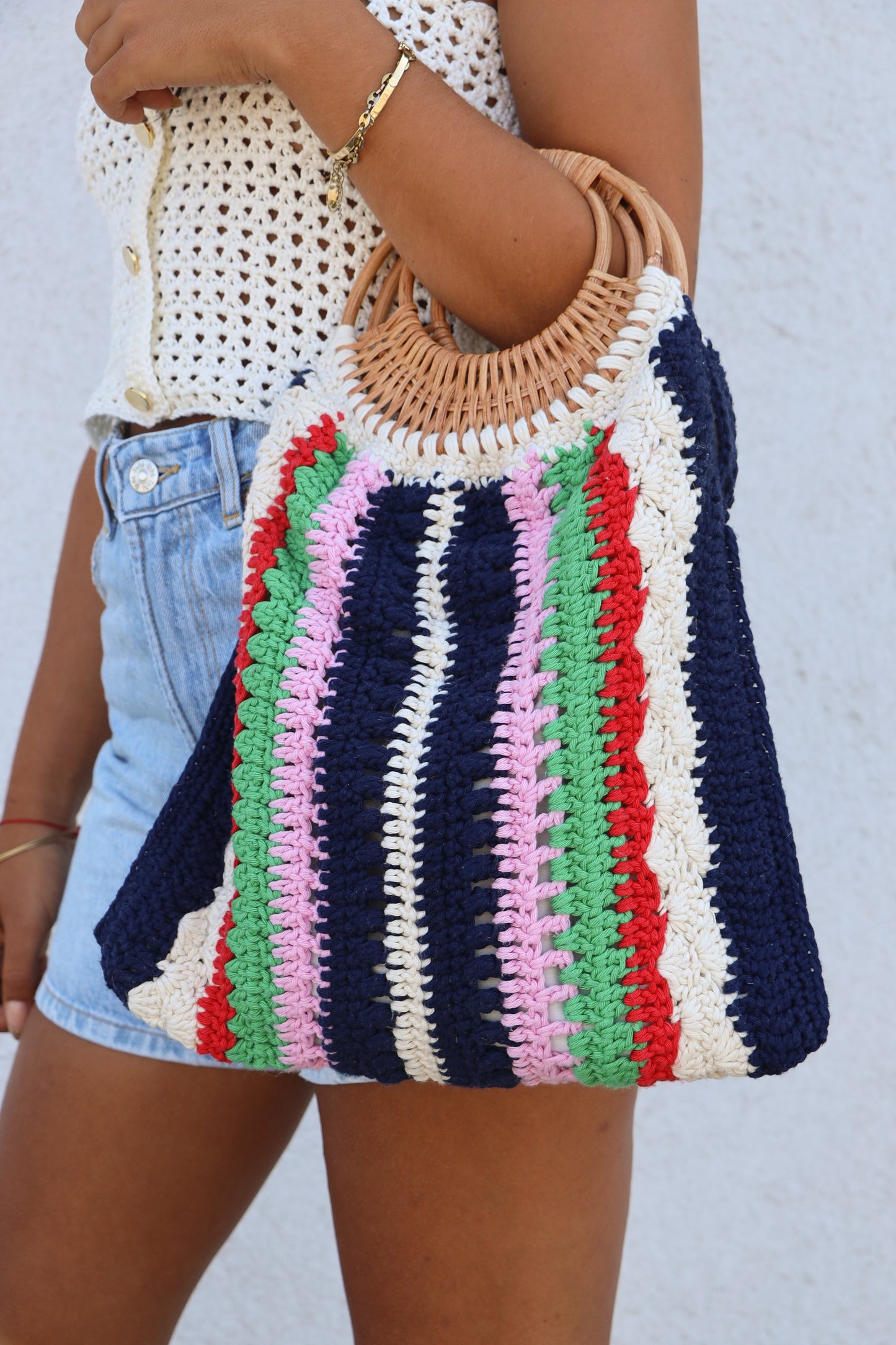Sac crochet Paulette - bleu