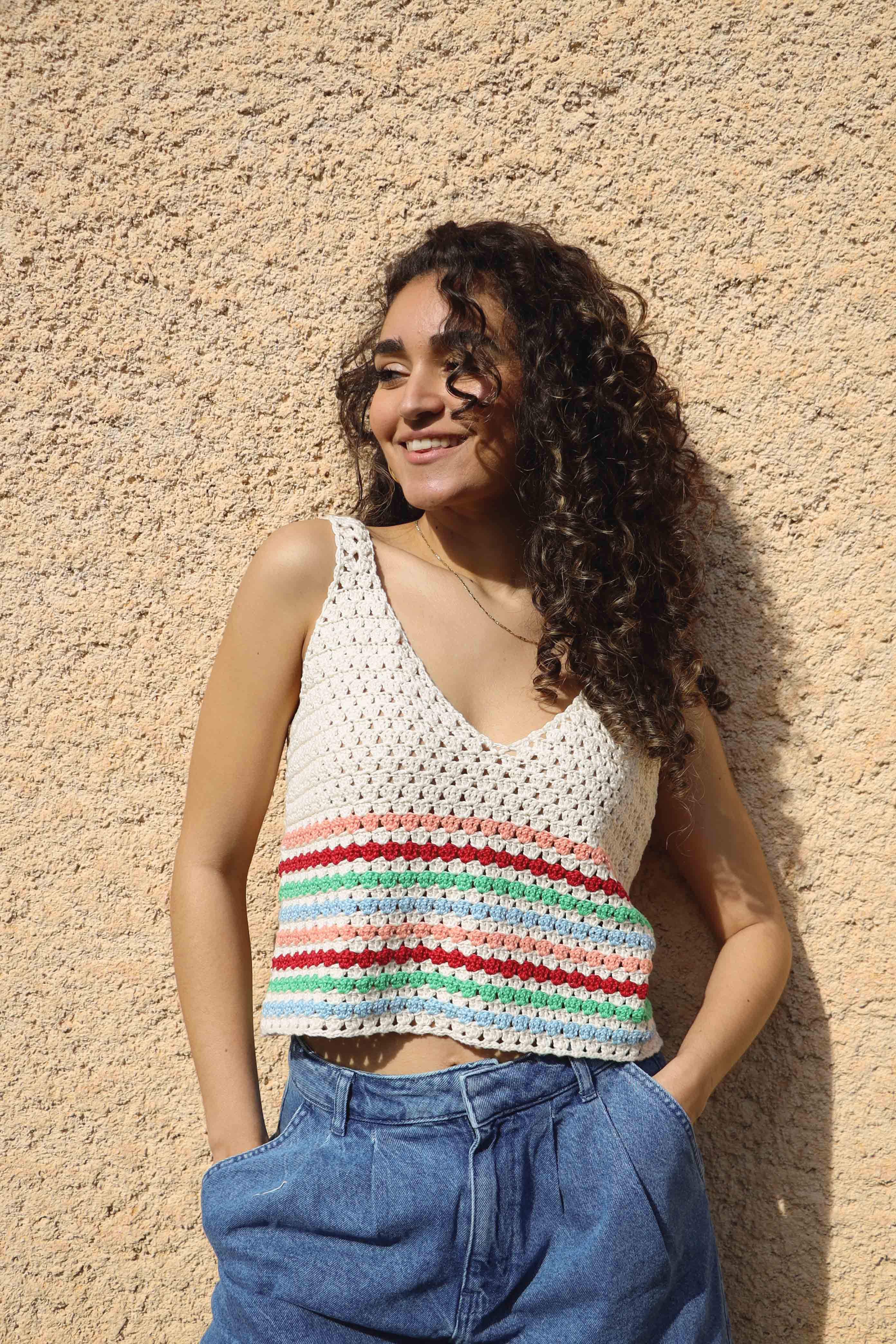 Top crochet Rosita rayures en stock