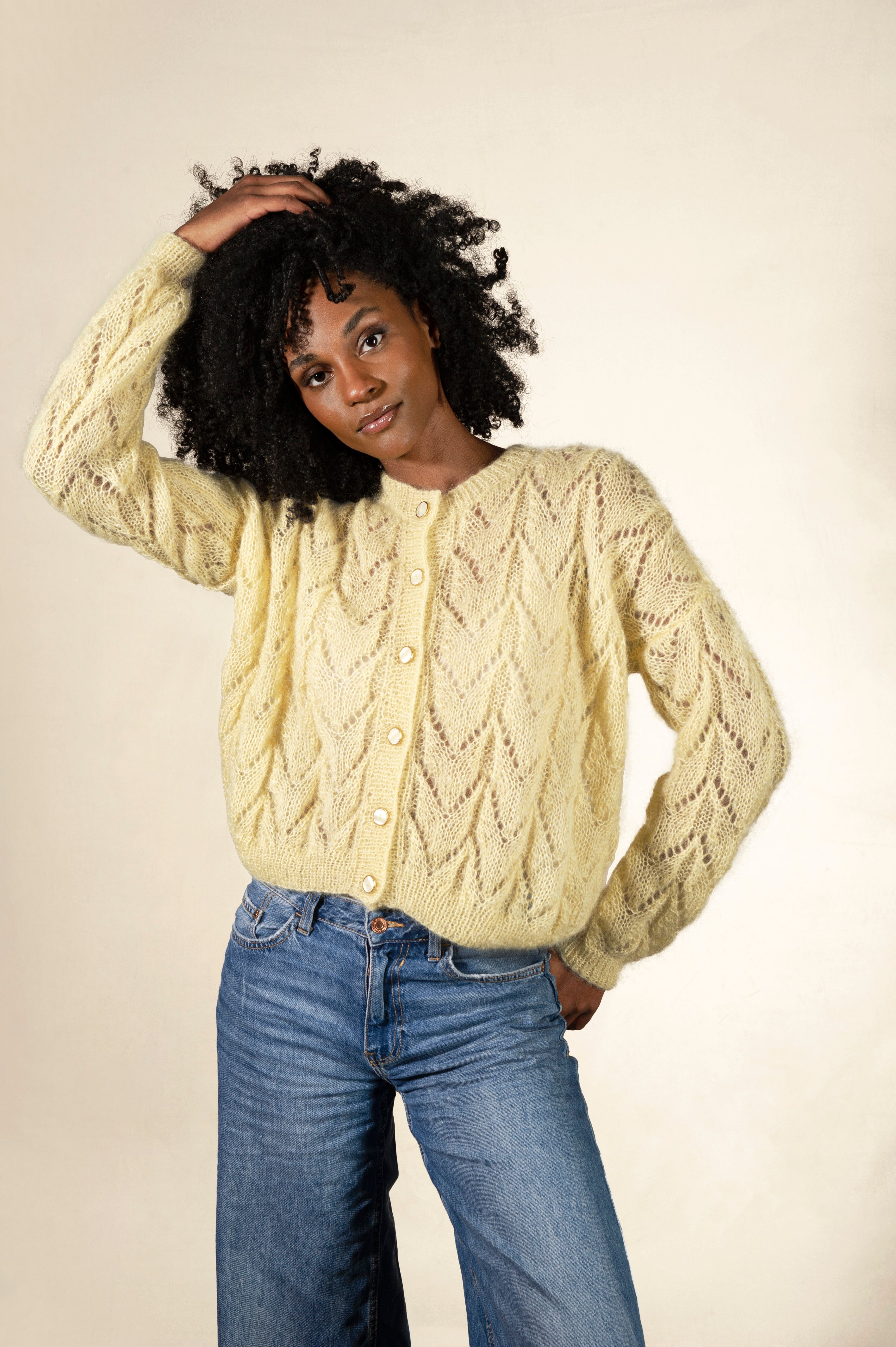 Gilet Claudine jaune pastel en stock