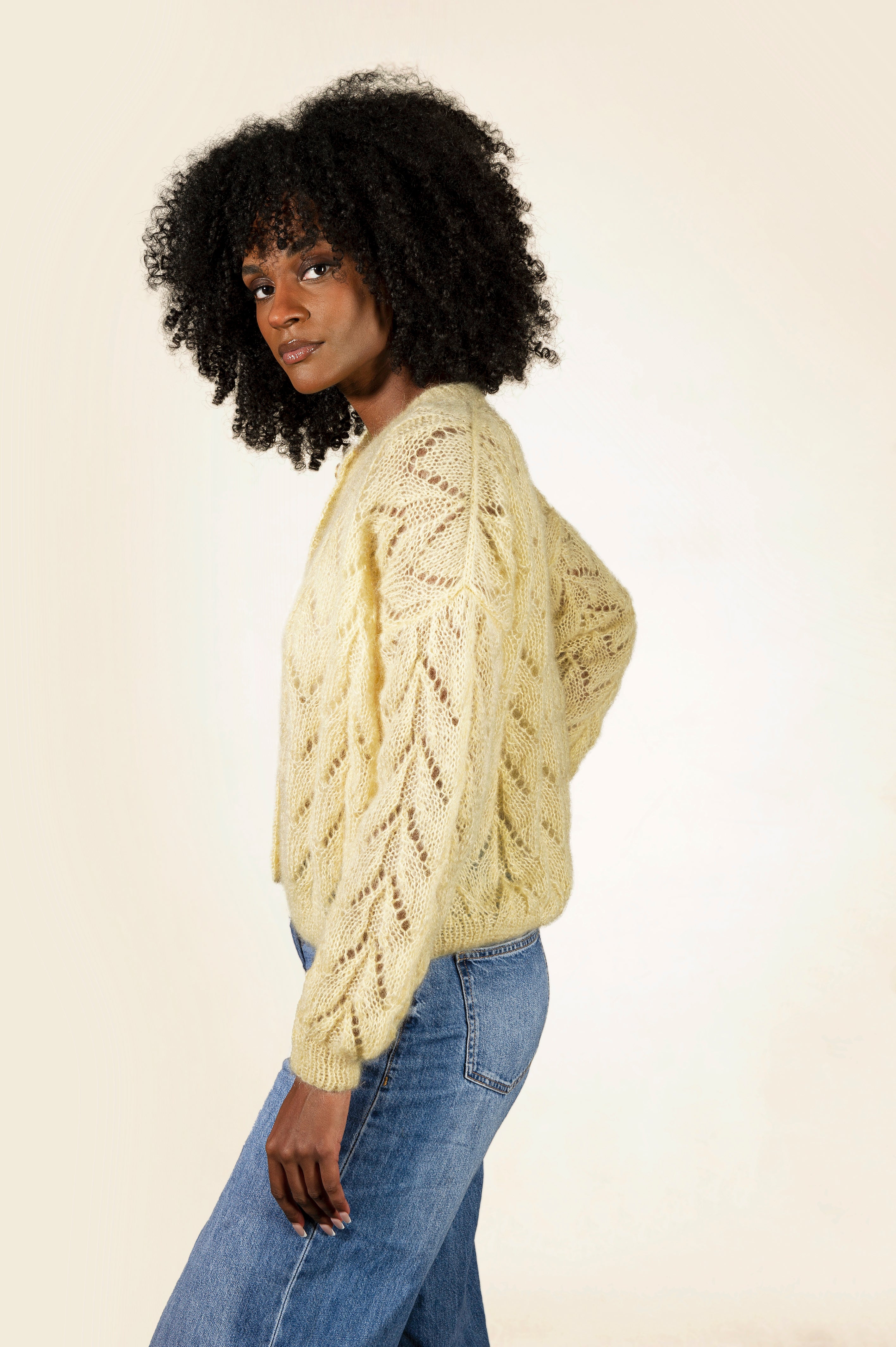 Gilet Claudine jaune pastel en stock