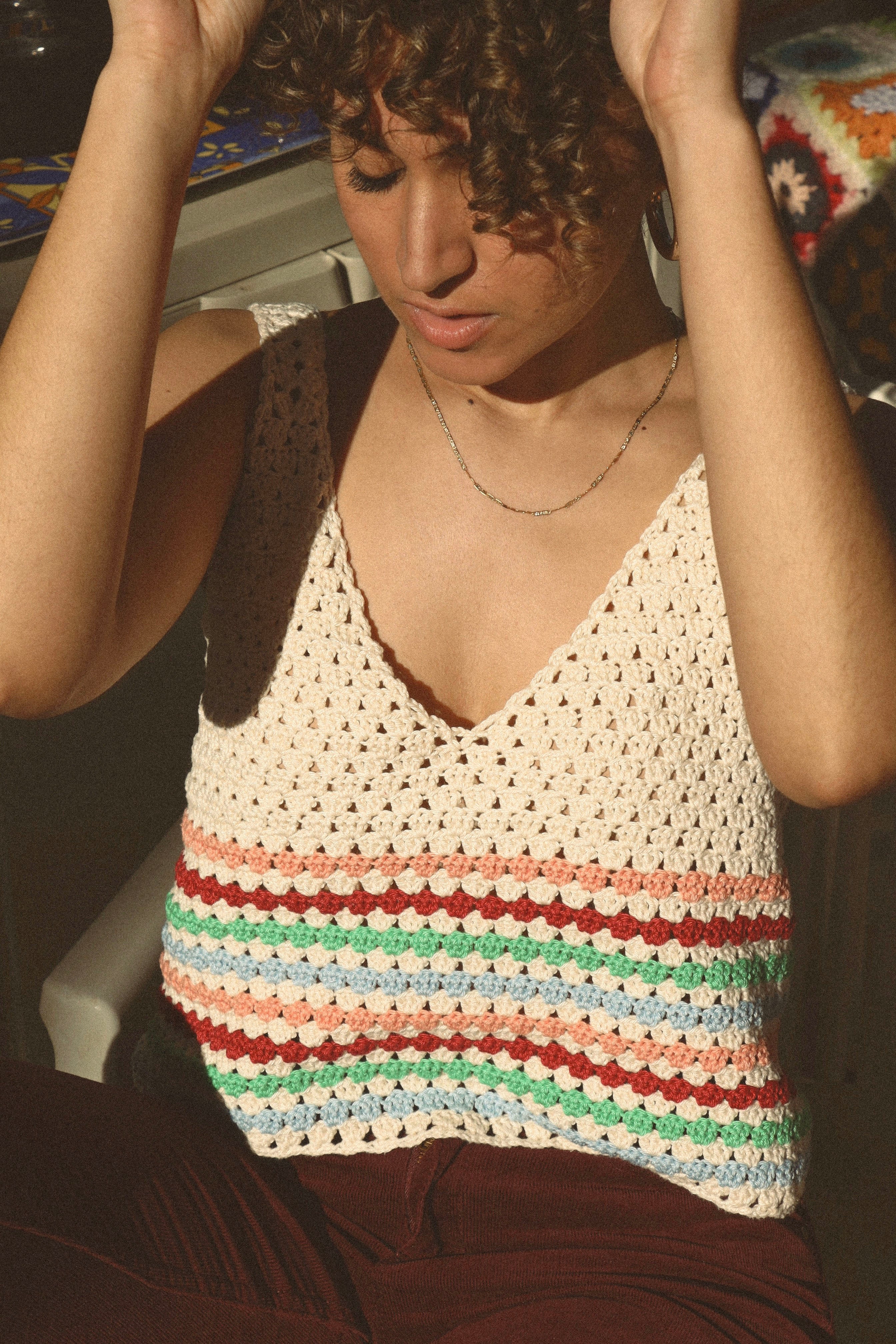Top crochet Rosita rayures en stock