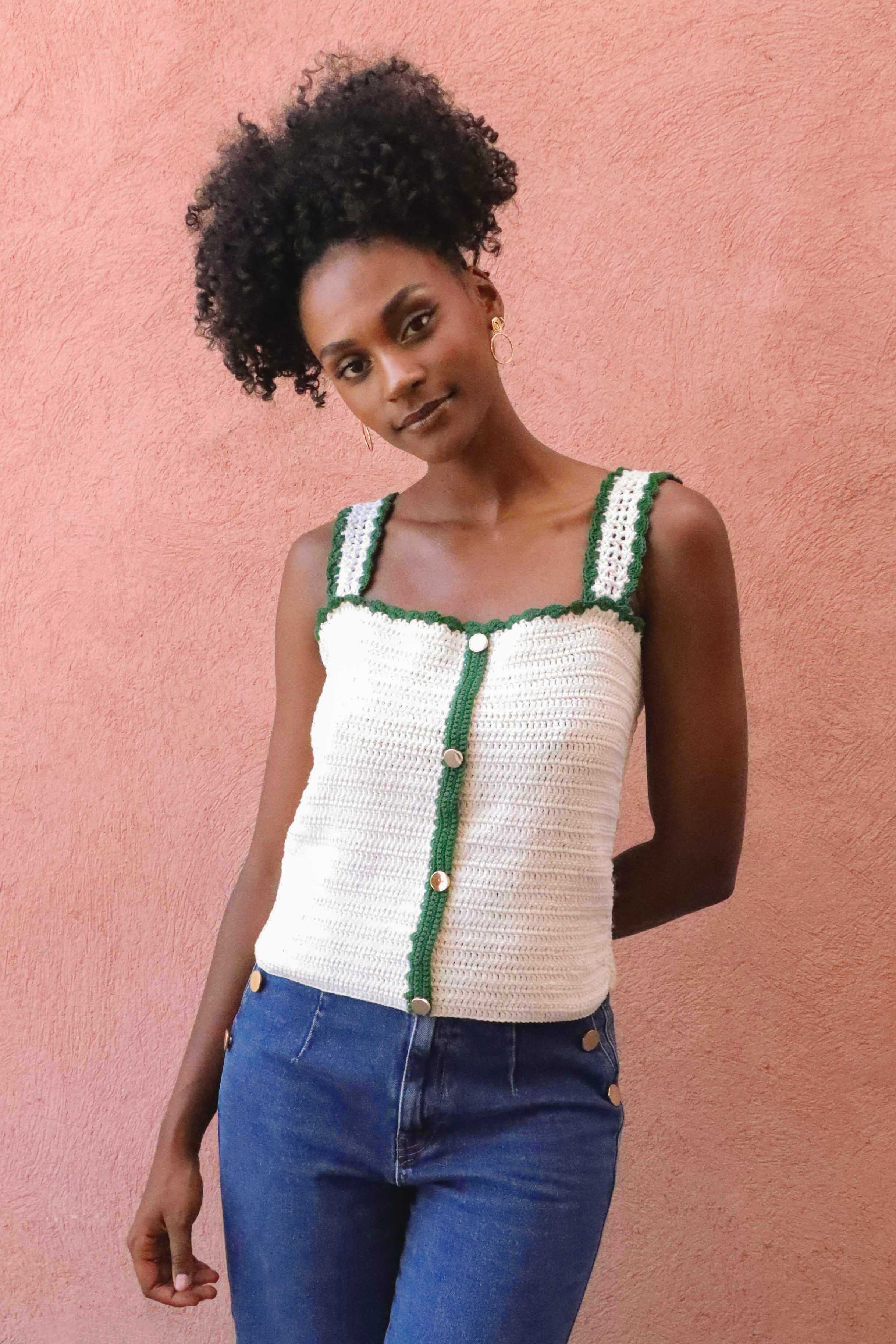 Top crochet Honorine ecru