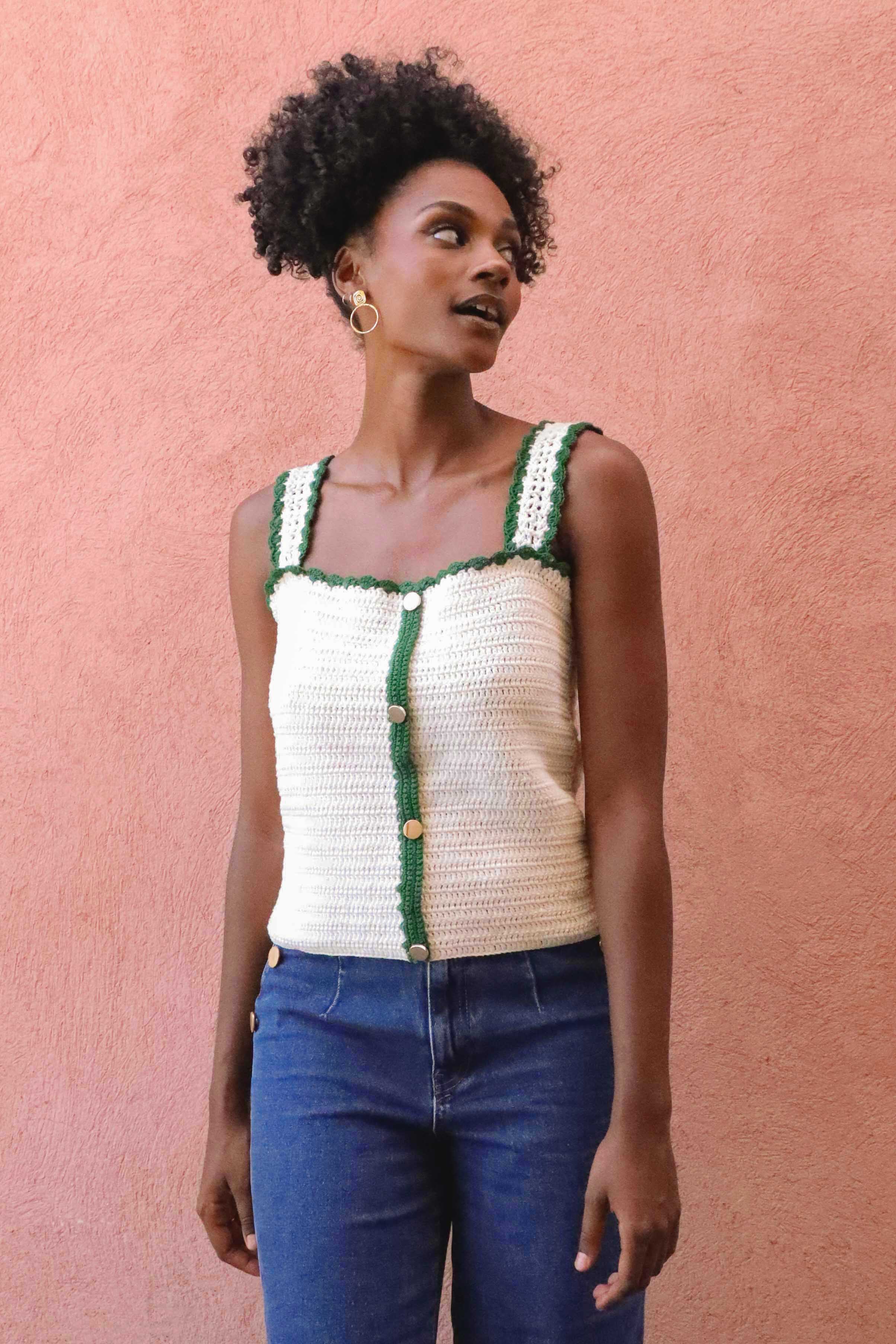 Top crochet Honorine ecru