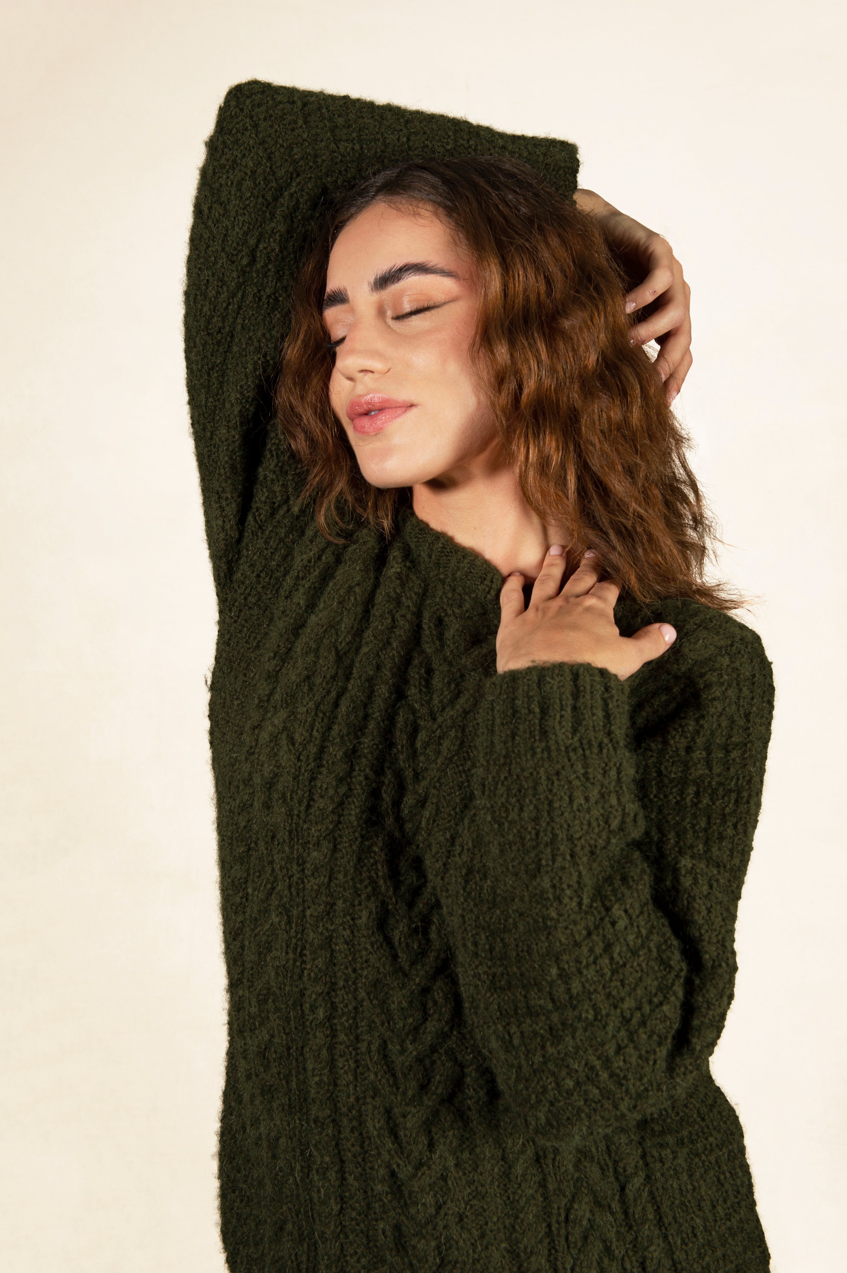 Pull torsades Maurice unisexe kaki