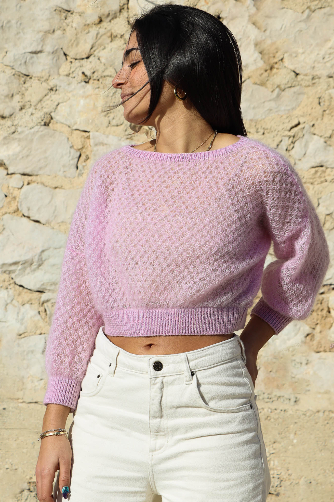 Pull Odette rose en stock