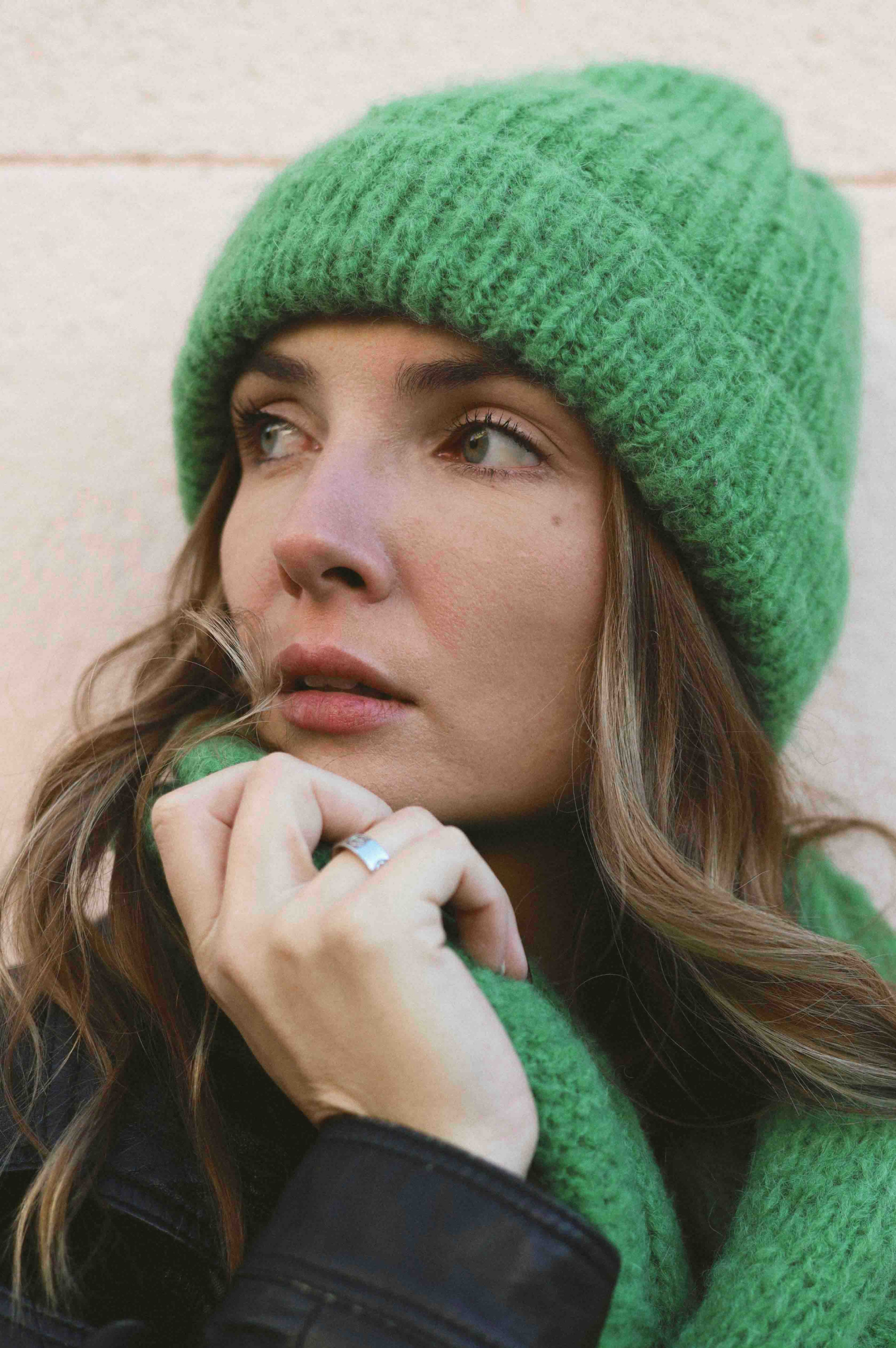 Bonnet Tricoté Main Unisexe - Vert Olive - Taille Unique (fait Main Aux USA)