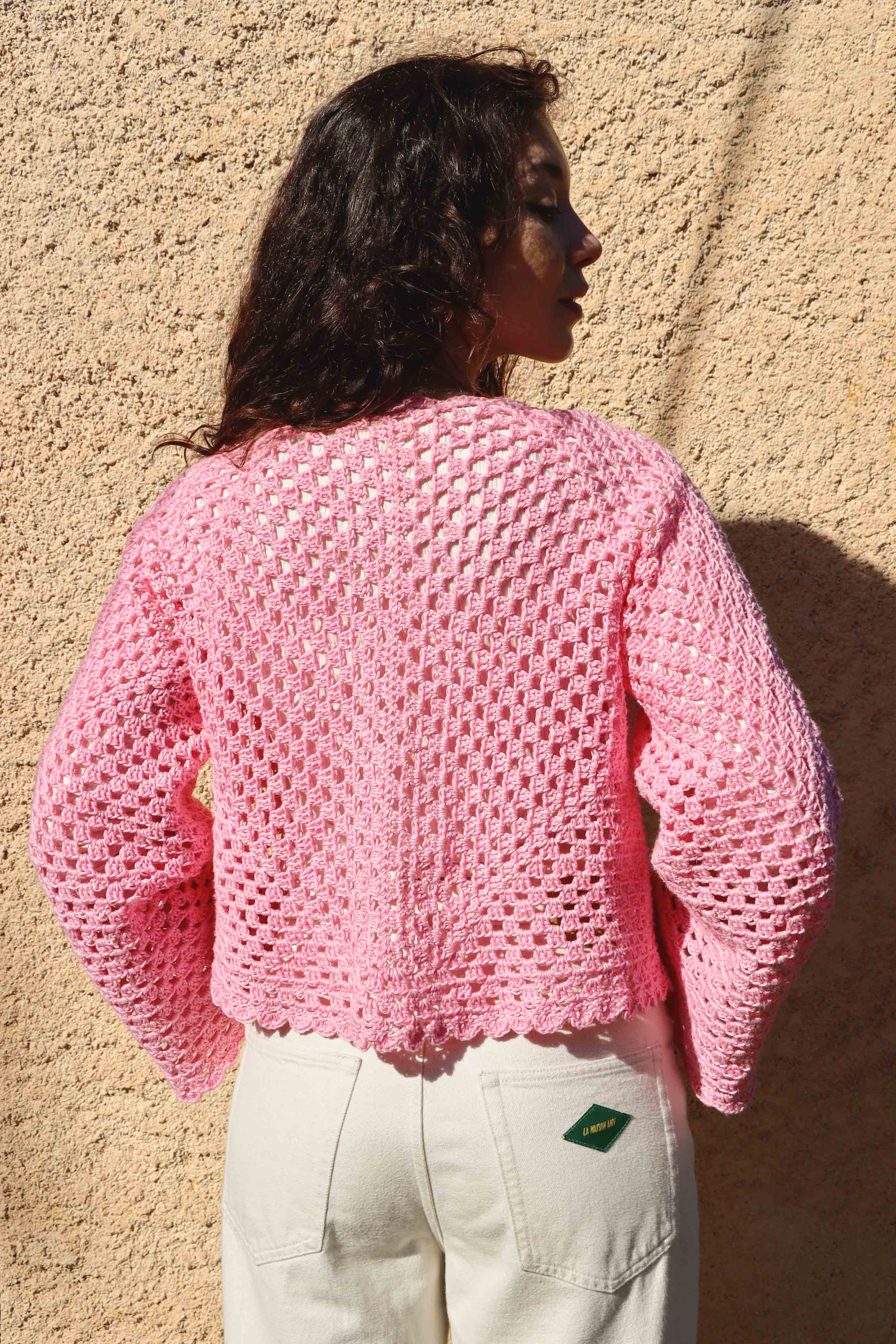 Gilet Denise rose en stock