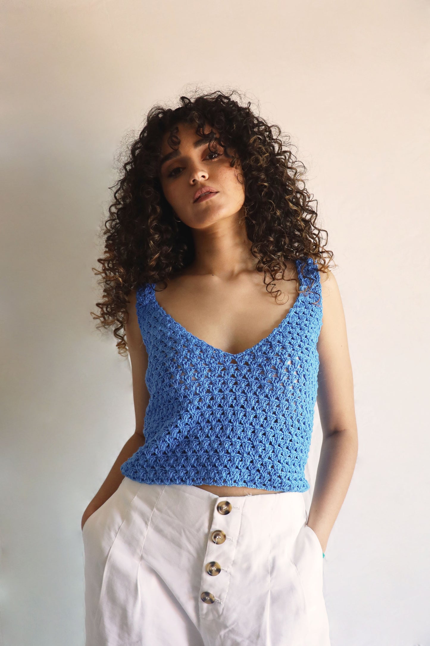 Top crochet Rosita - bleu