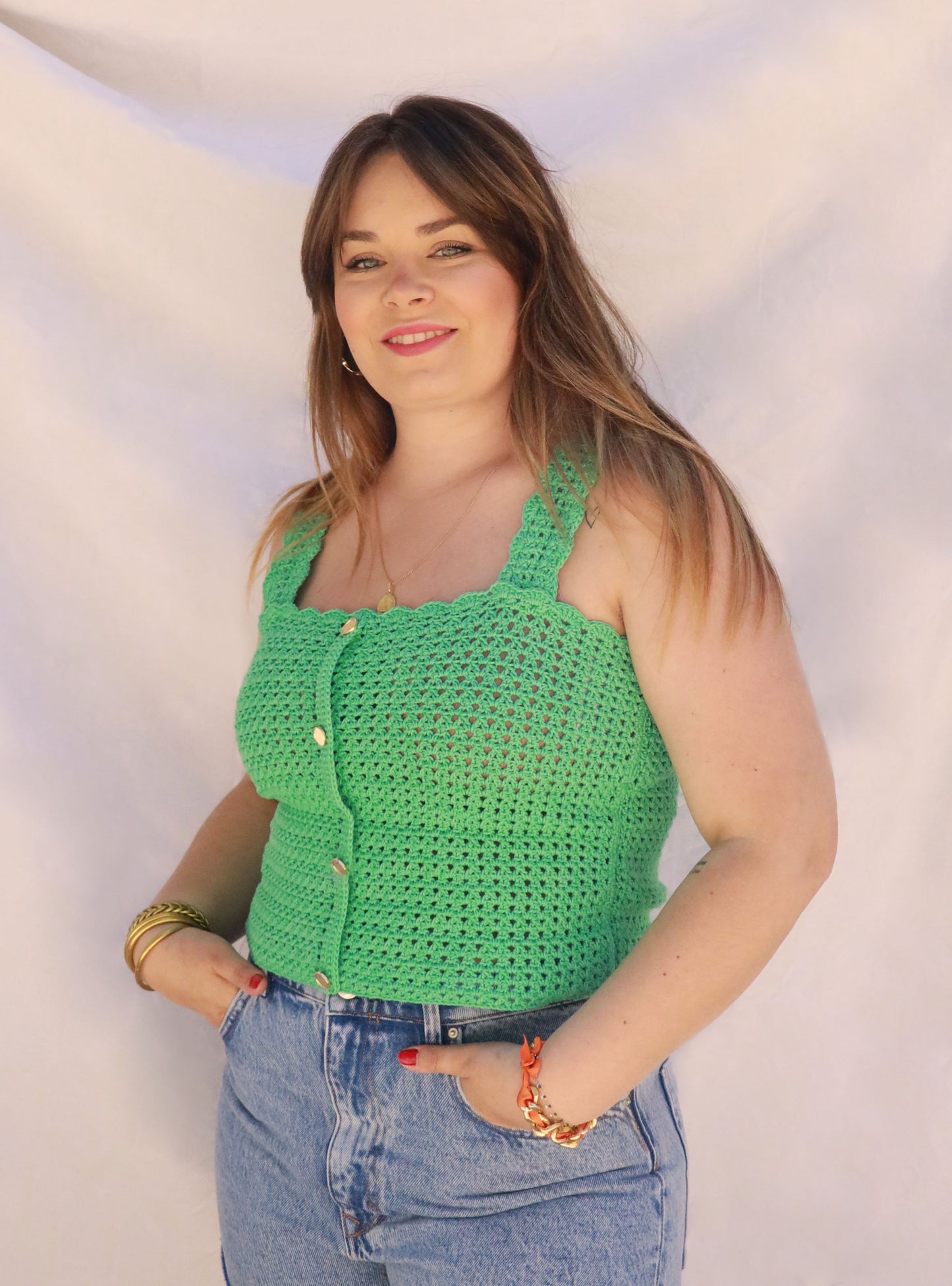 Top crochet Lucette - vert