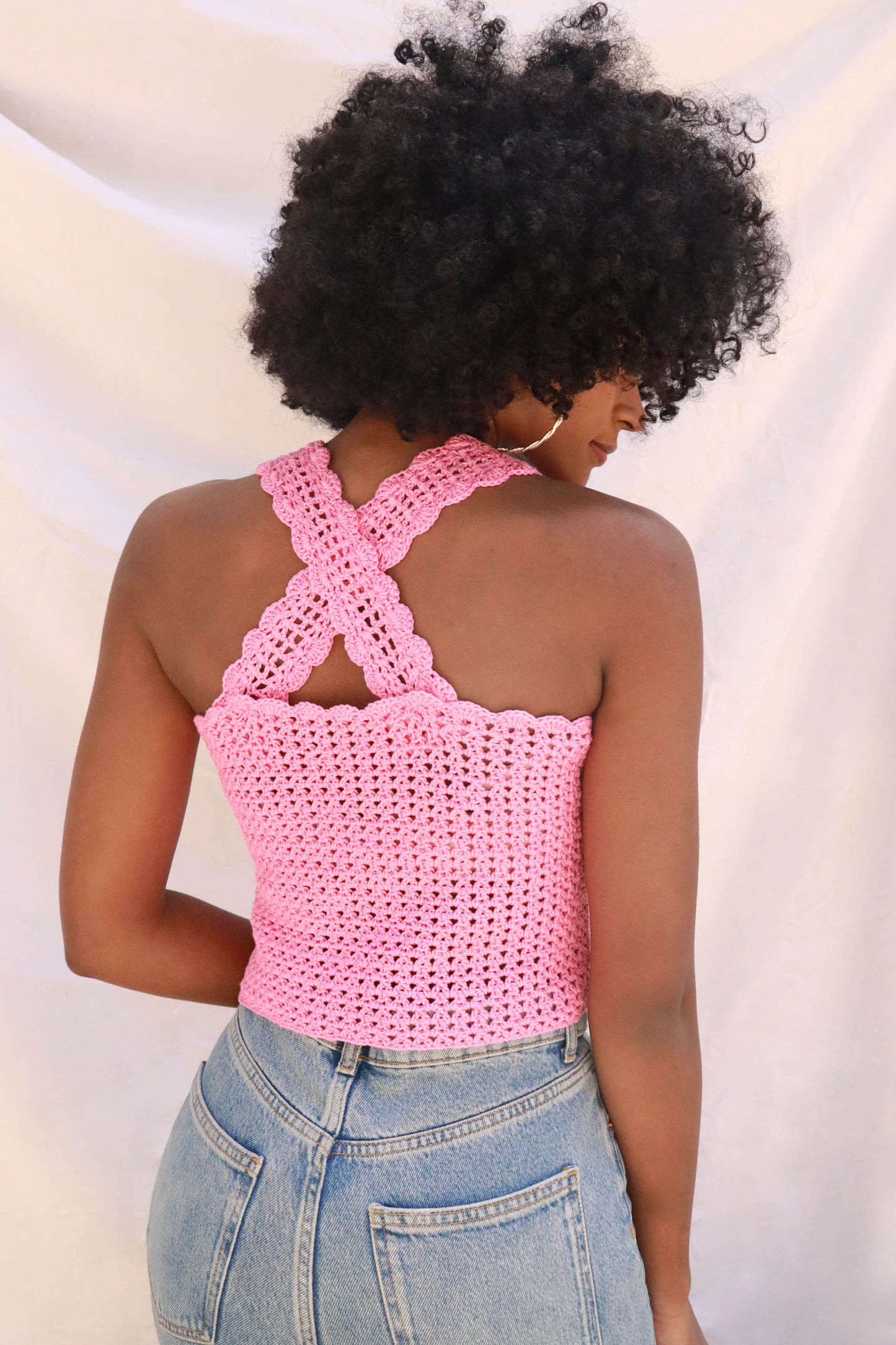 Top crochet Lucette - rose