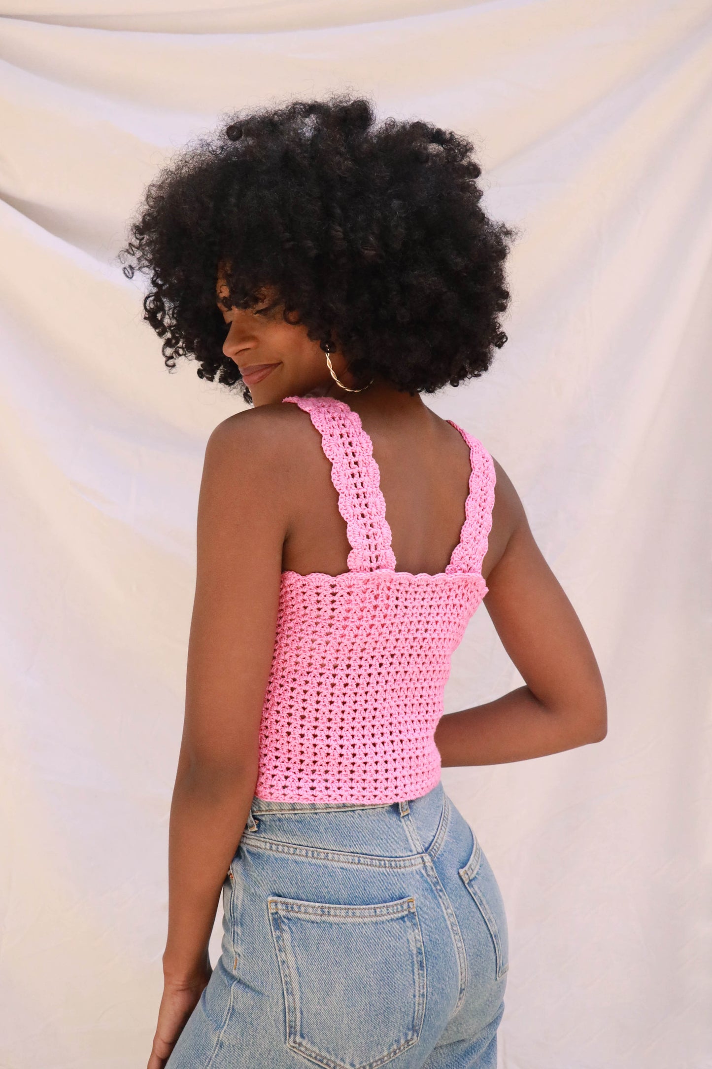 Top crochet Lucette - rose