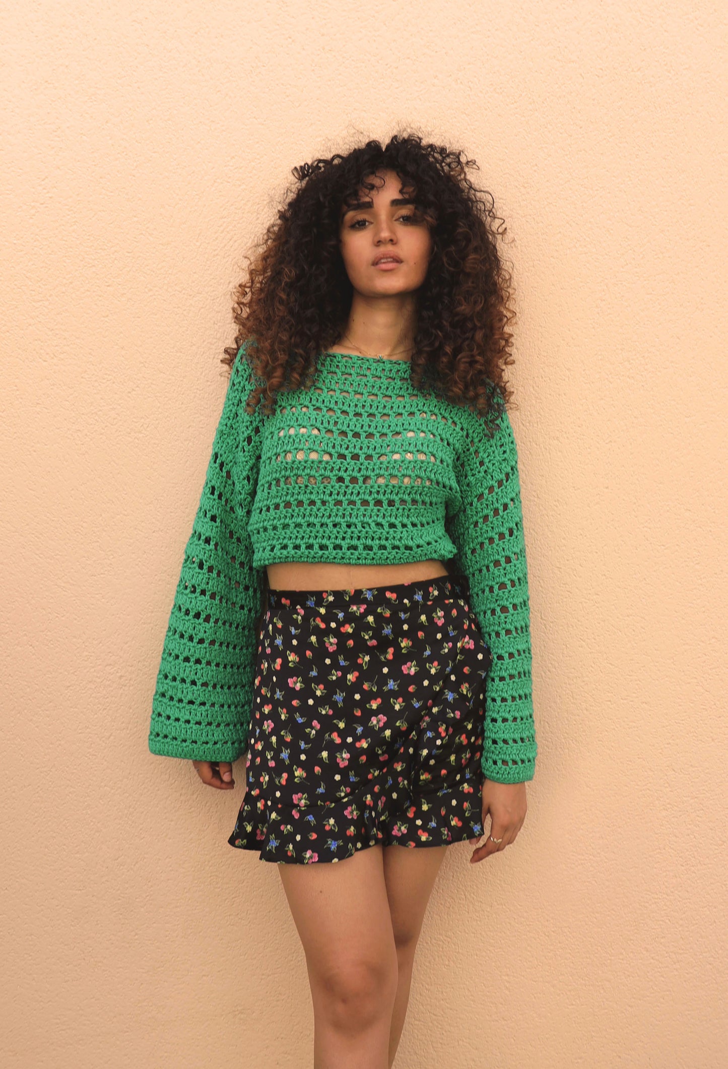 Pull Brigitte crochet - vert