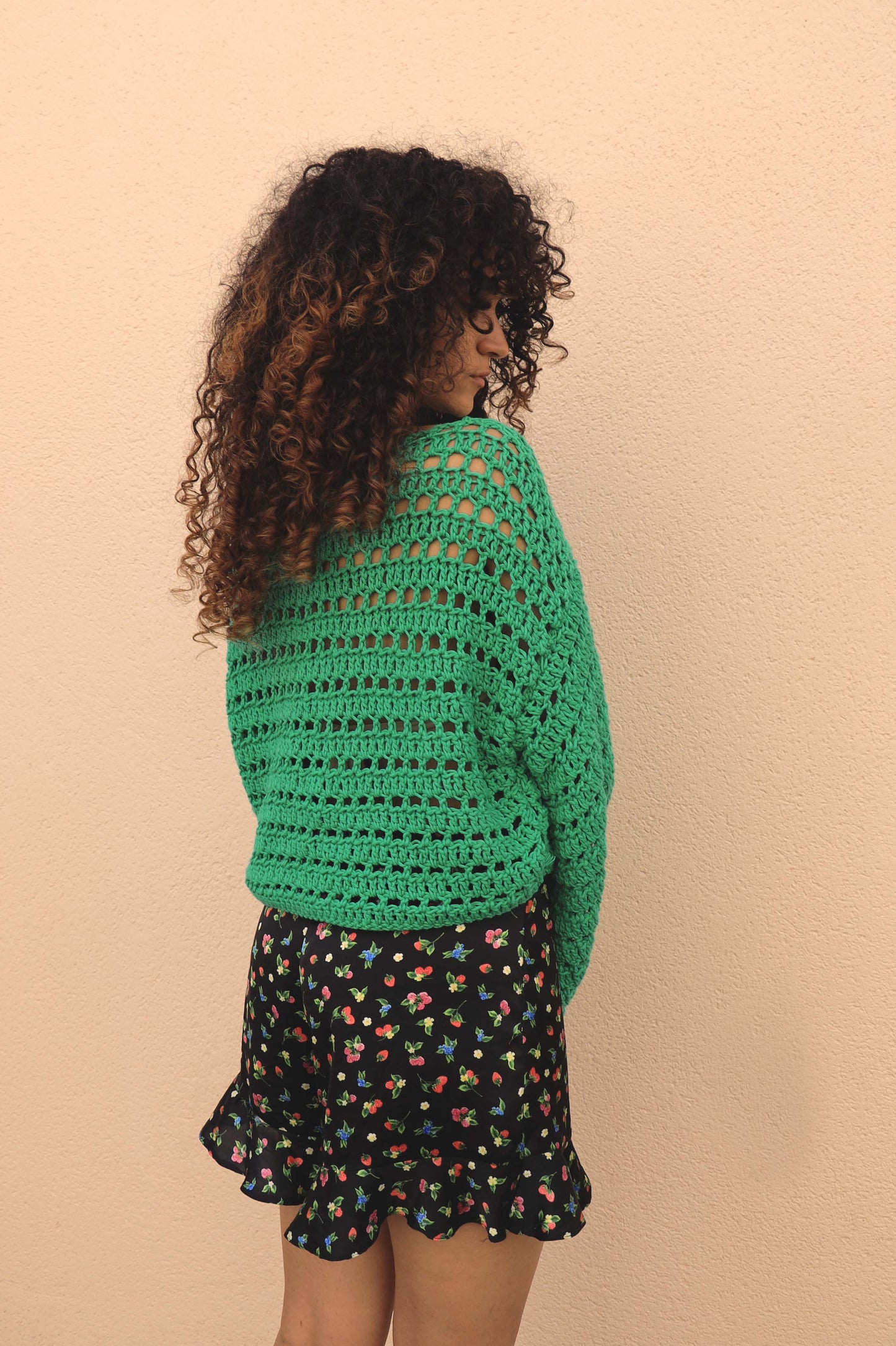 Pull Brigitte crochet - vert
