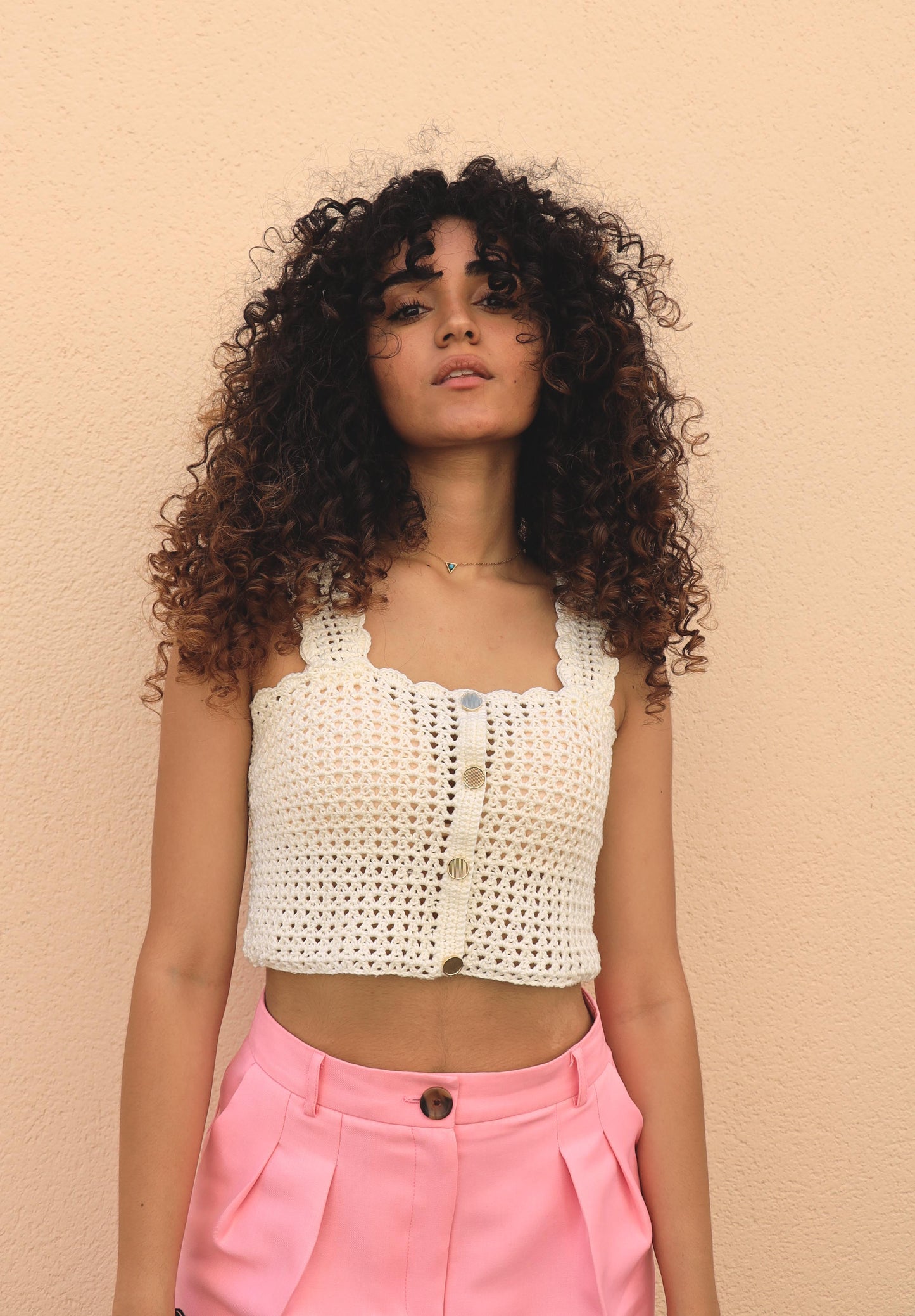 Top crochet Lucette - écru