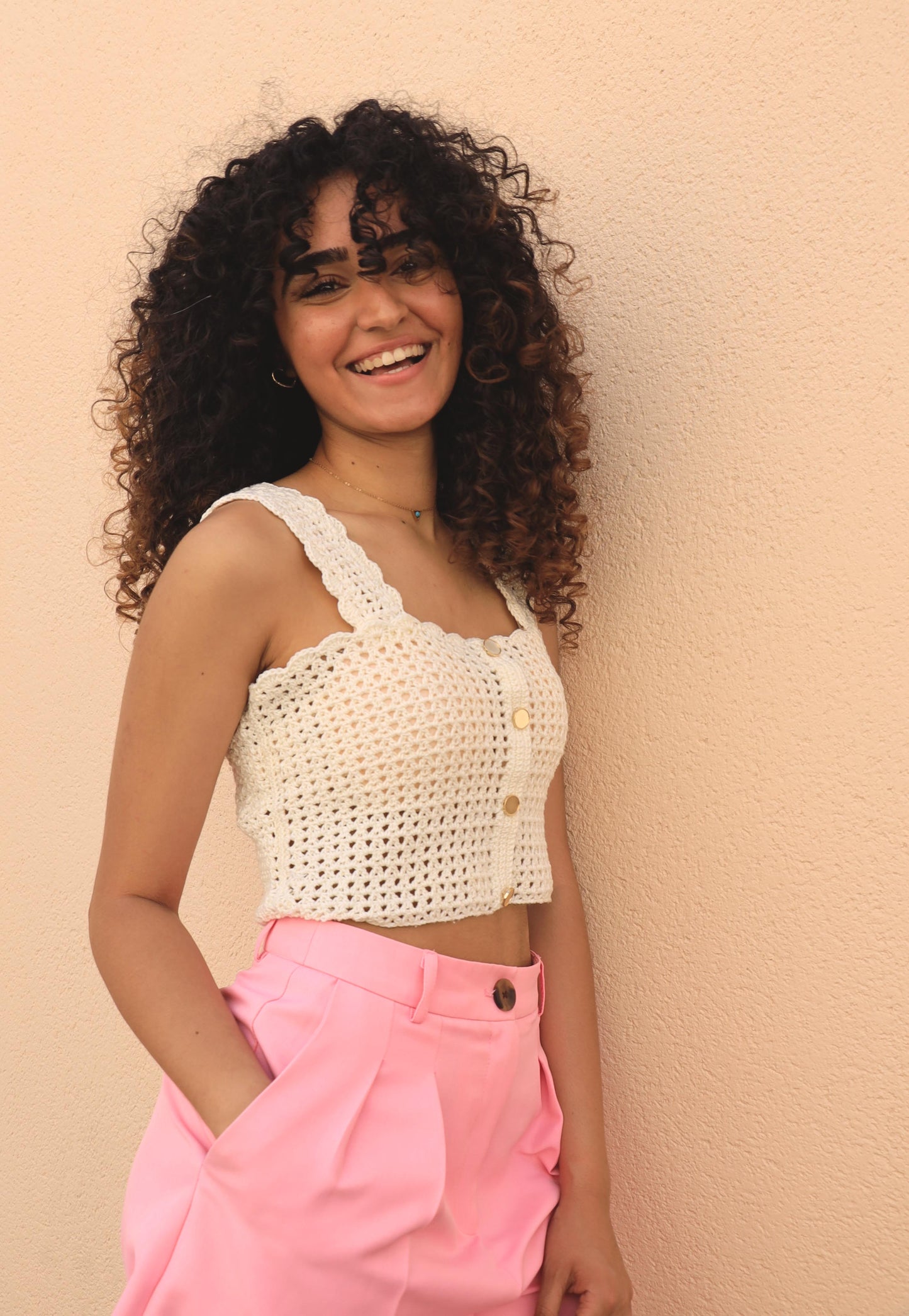 Top crochet Lucette - écru