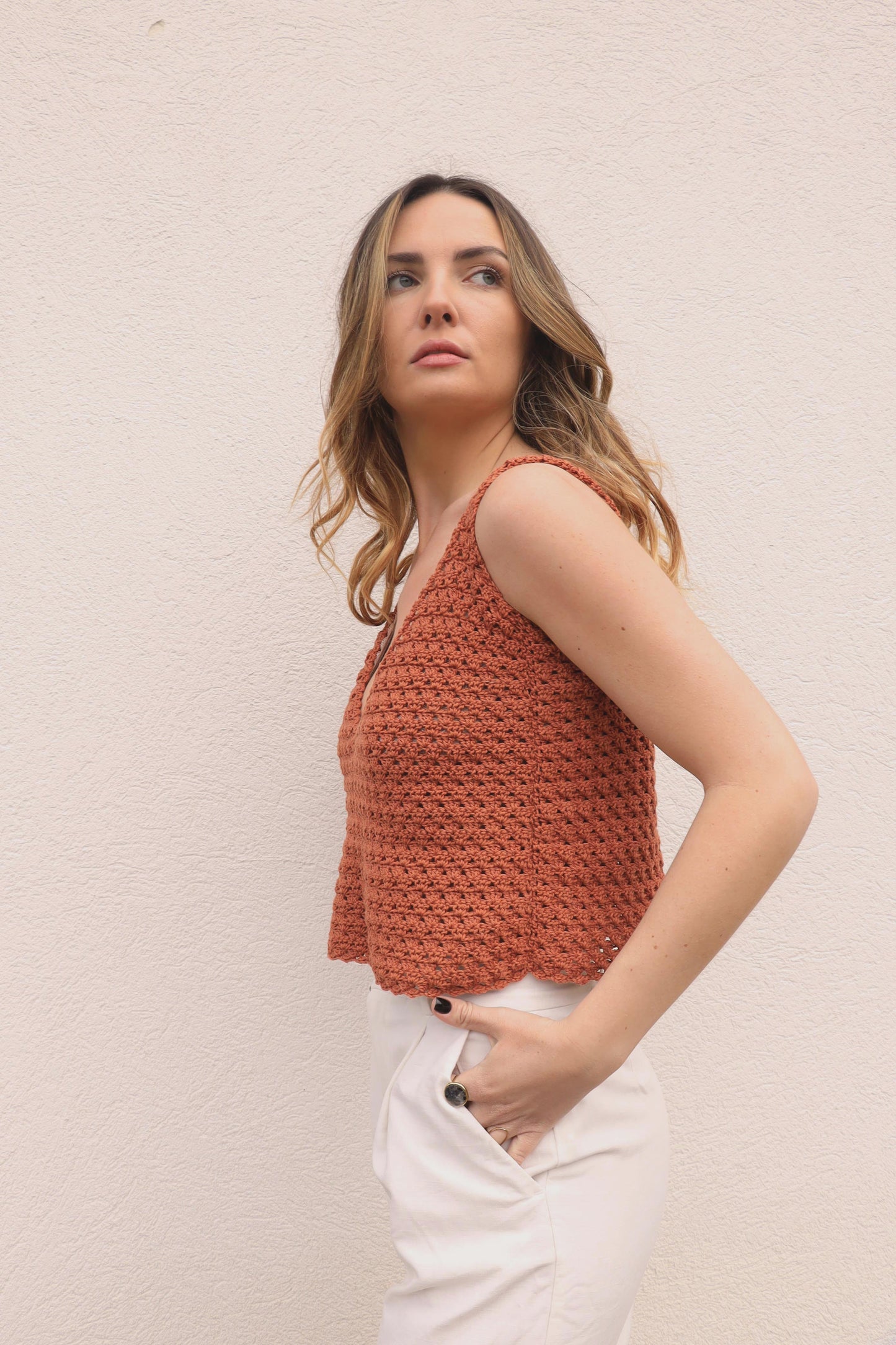 Top crochet Rosita - marron