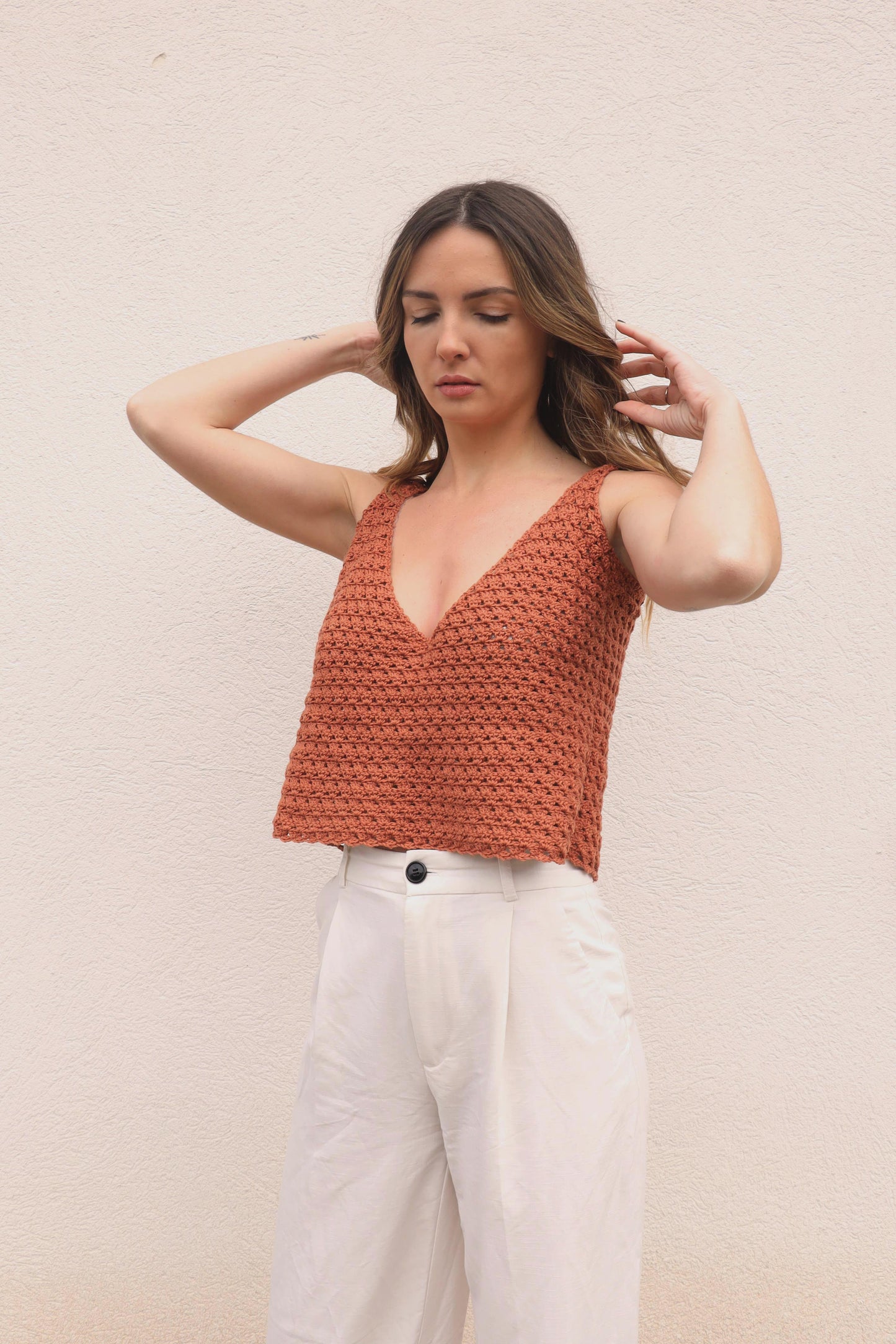 Top crochet Rosita - marron
