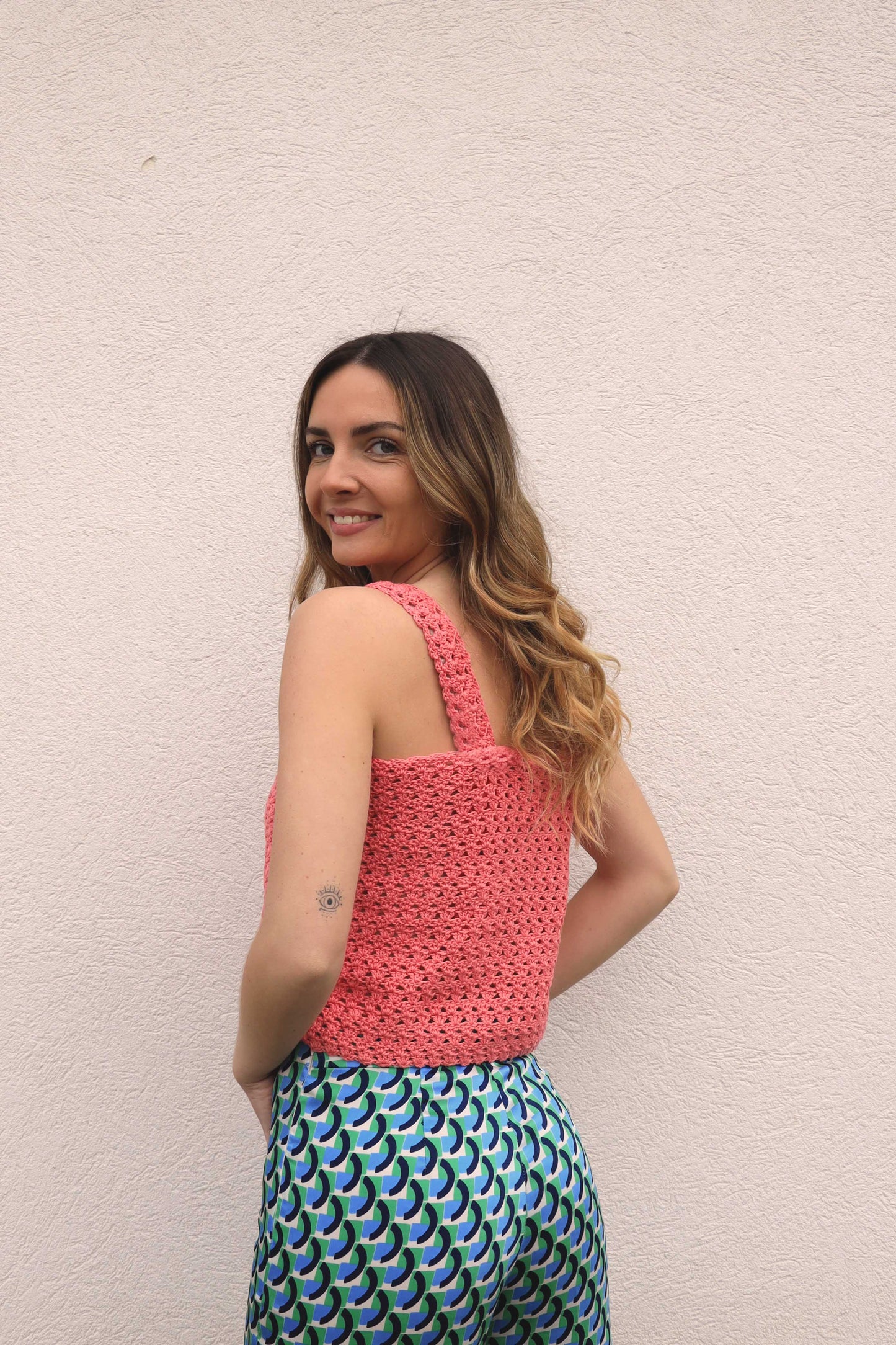 Top crochet Rosita - rose