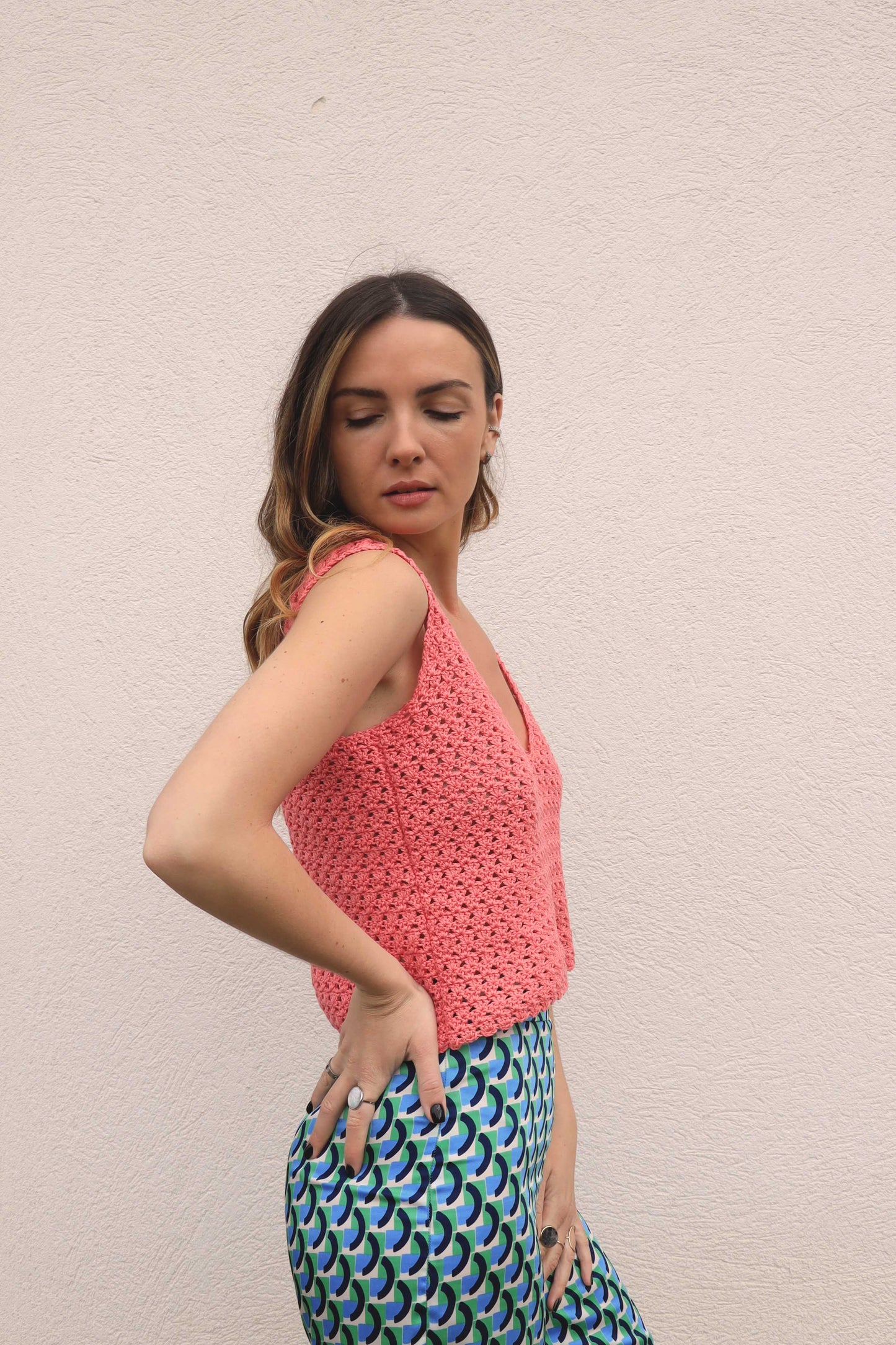 Top crochet Rosita - rose