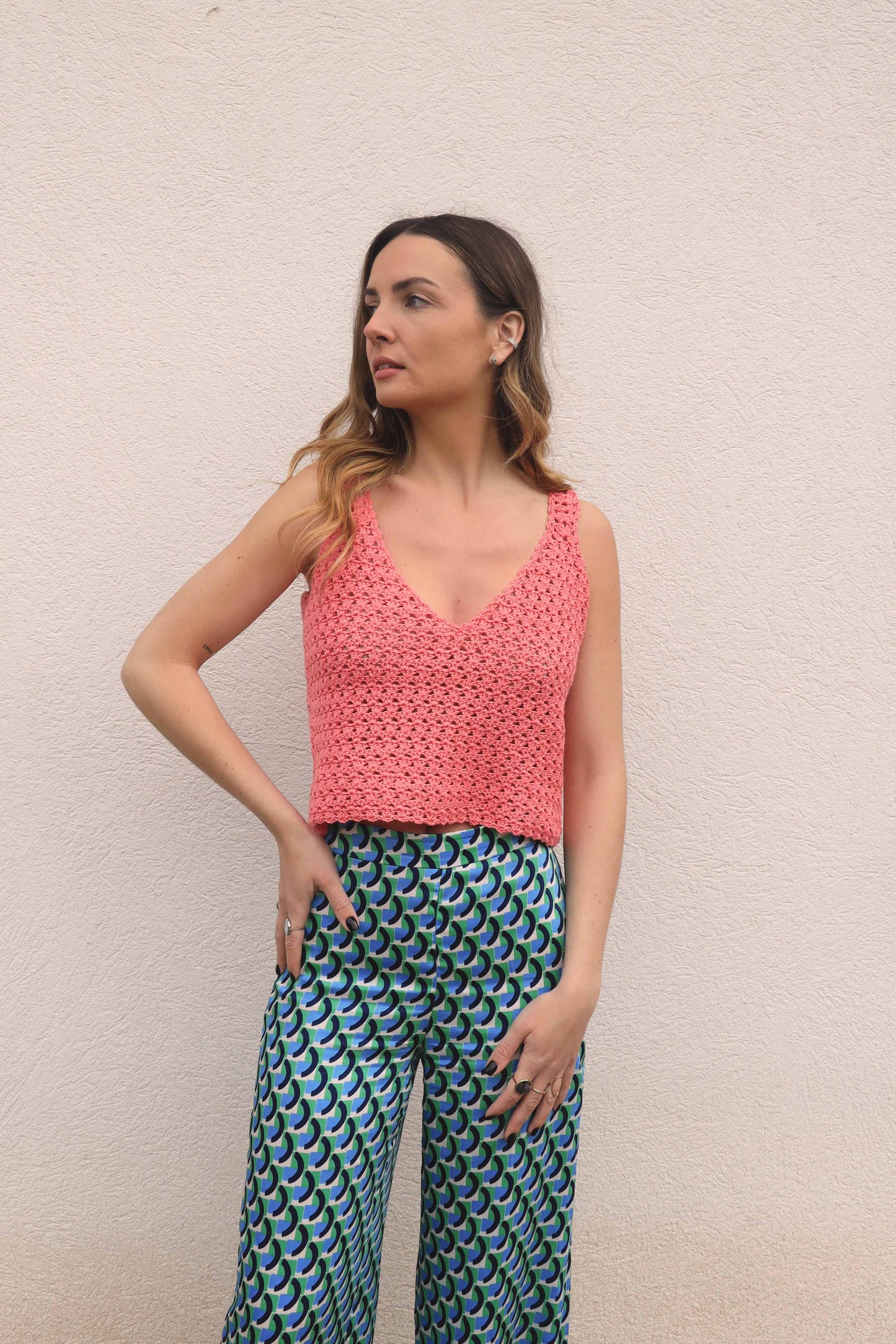 Top crochet Rosita - rose
