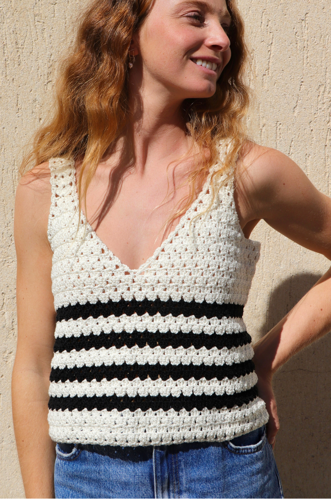 Top crochet Rosita noir & blanc