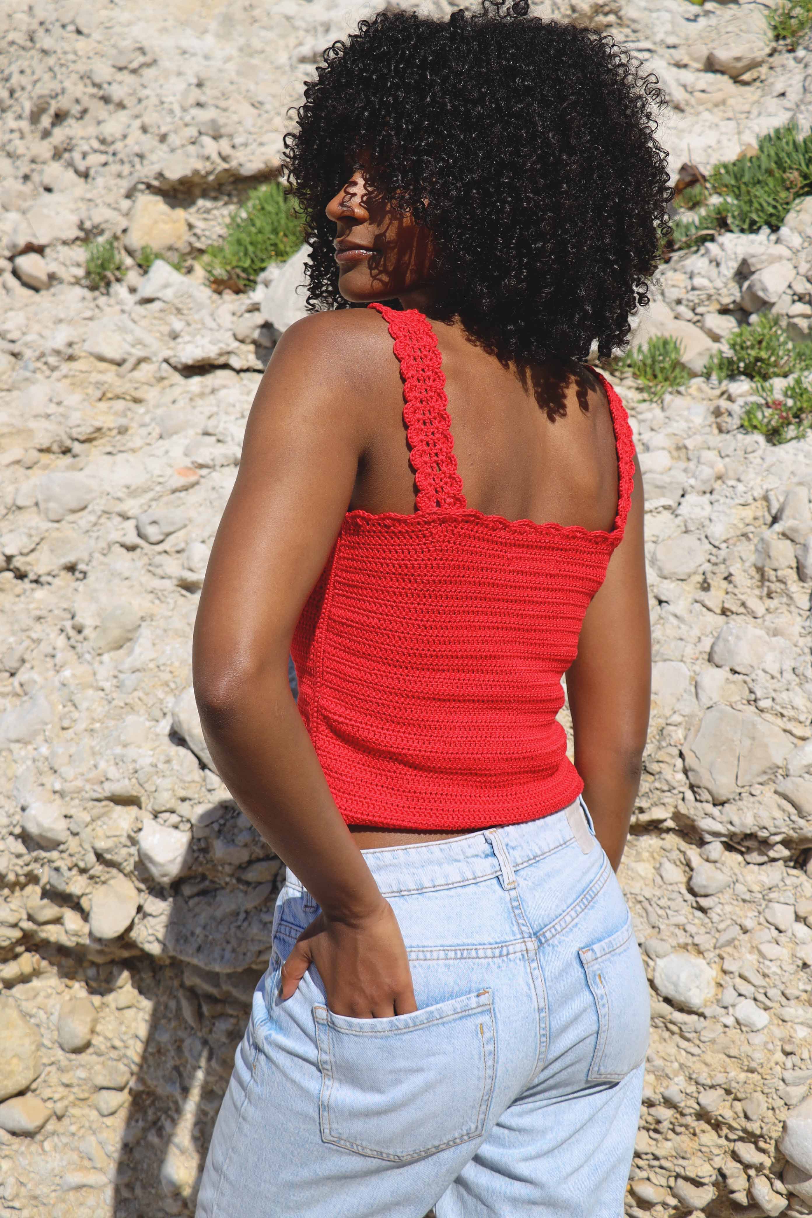 Top crochet Honorine rouge