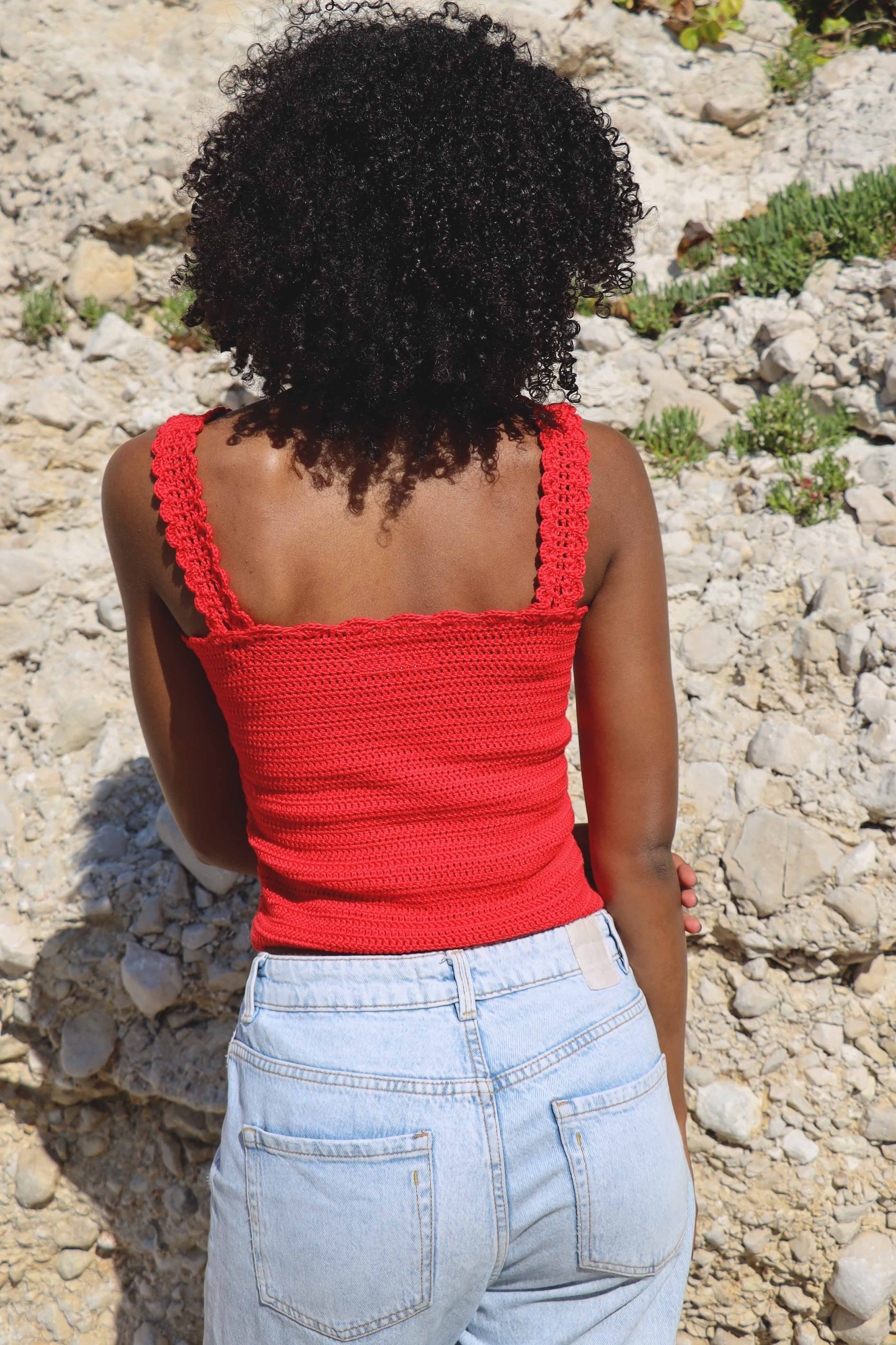 Top crochet Honorine rouge