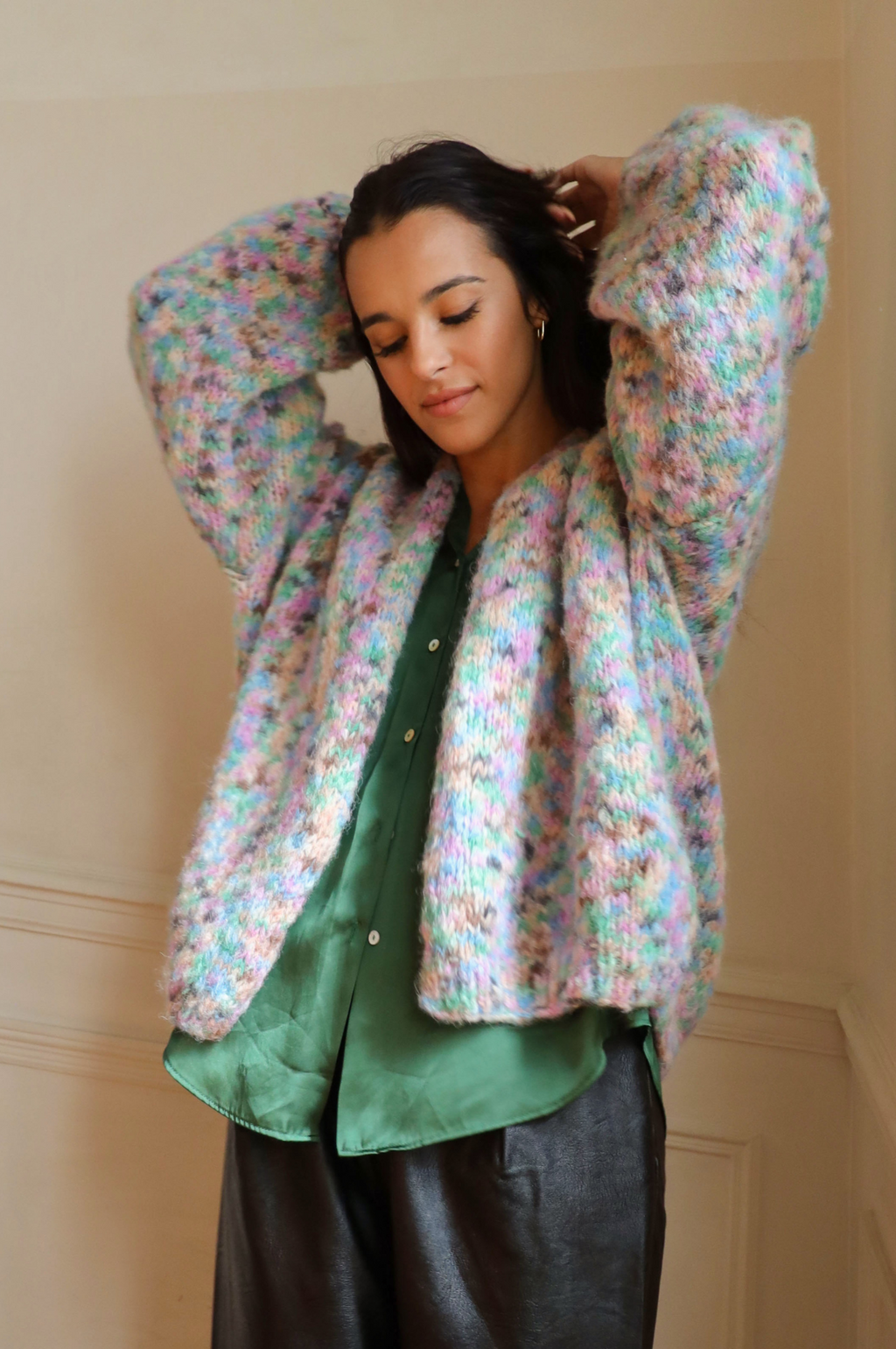 Gilet Femme Multicolore Floral JJ Garella - Taille 38 - Maille - Occasion Très Bon État