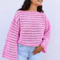 Pull Brigitte crochet - rose