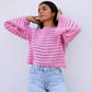 Pull Brigitte crochet - rose