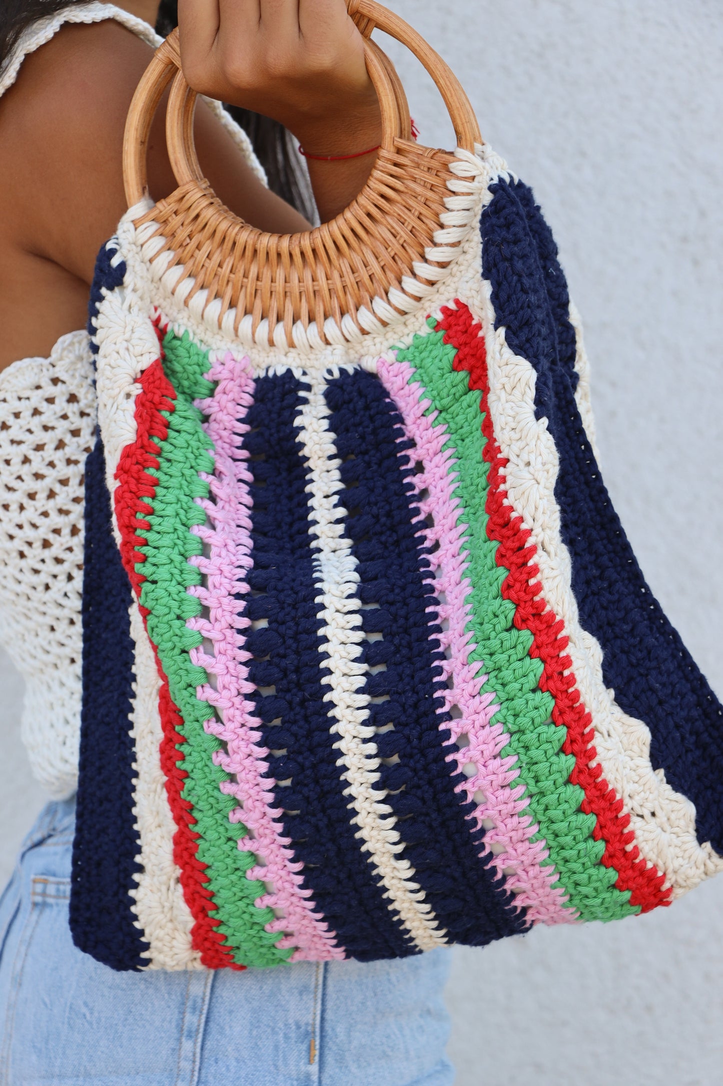 Sac crochet Paulette - bleu