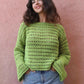 Pull Brigitte crochet - vert lemon