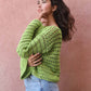 Pull Brigitte crochet - vert lemon