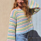 Pull Brigitte crochet - rayures pastels