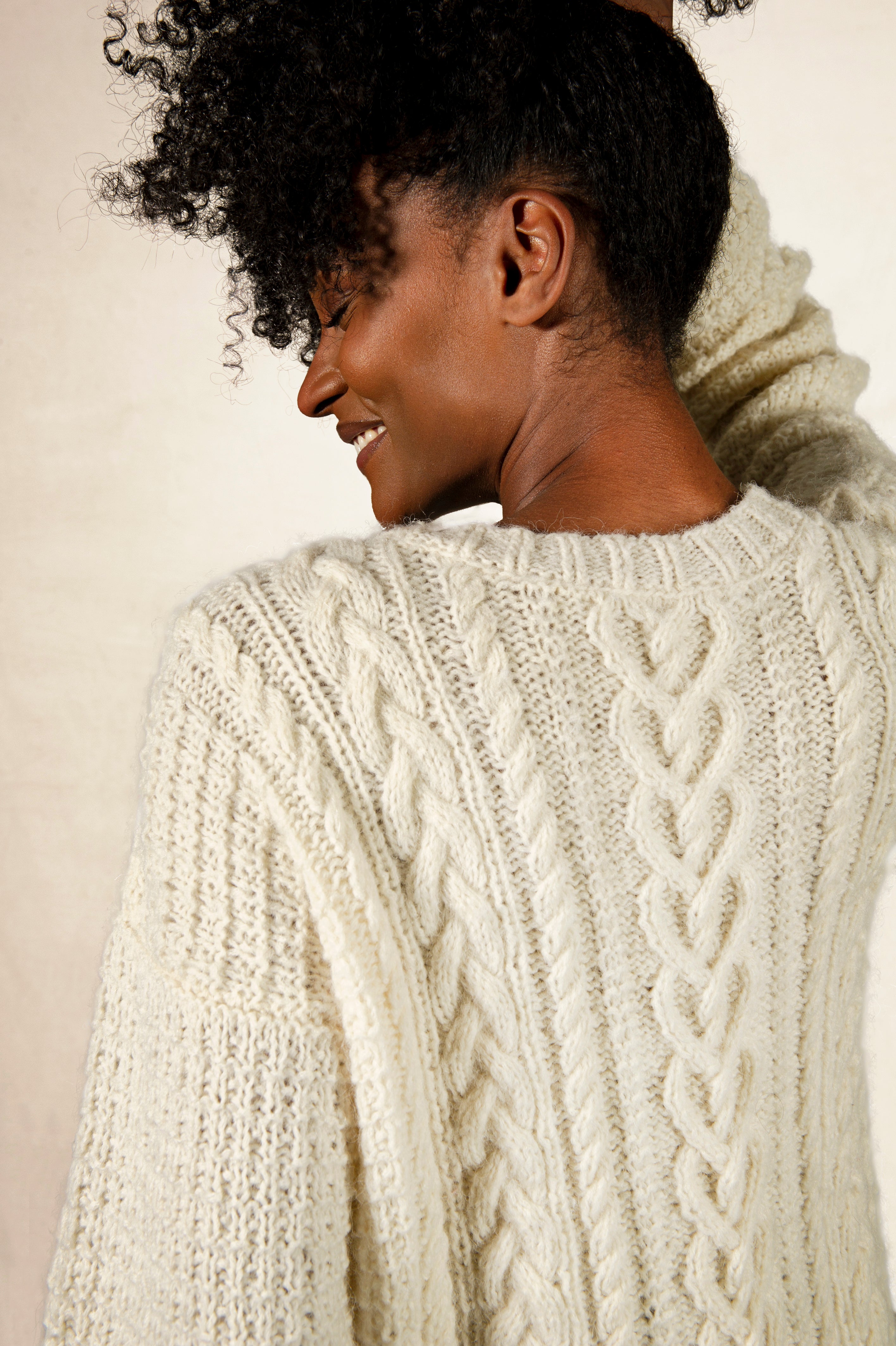 Pull torsades Maurice unisexe écru