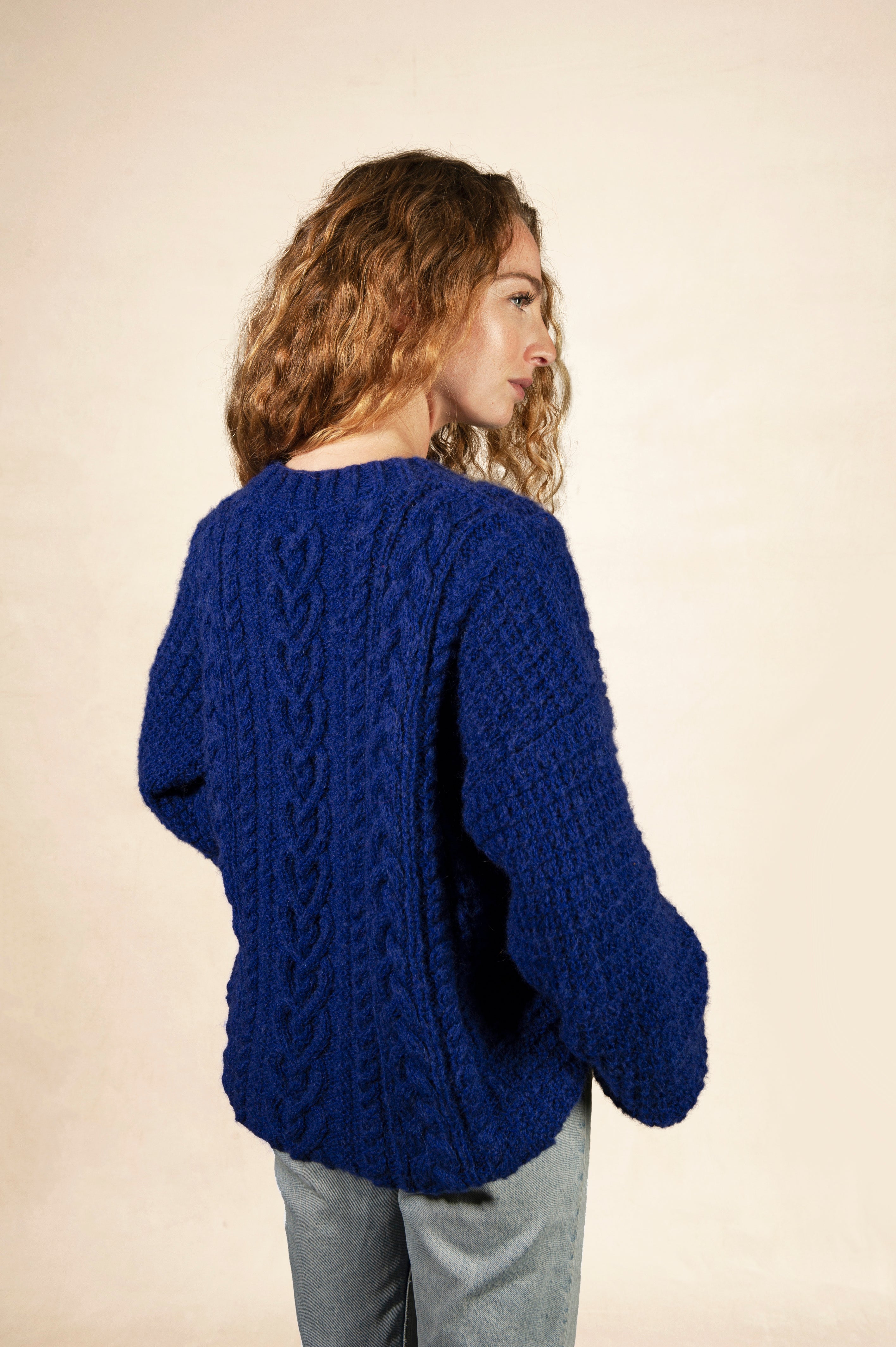 Pull torsades Maurice unisexe bleu