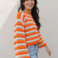 Pull Brigitte crochet - rayures orange