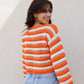 Pull Brigitte crochet - rayures orange