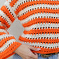 Pull Brigitte crochet - rayures orange