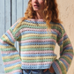 Pull Brigitte crochet - rayures pastels