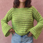 Pull Brigitte crochet - vert lemon