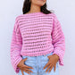 Pull Brigitte crochet - rose