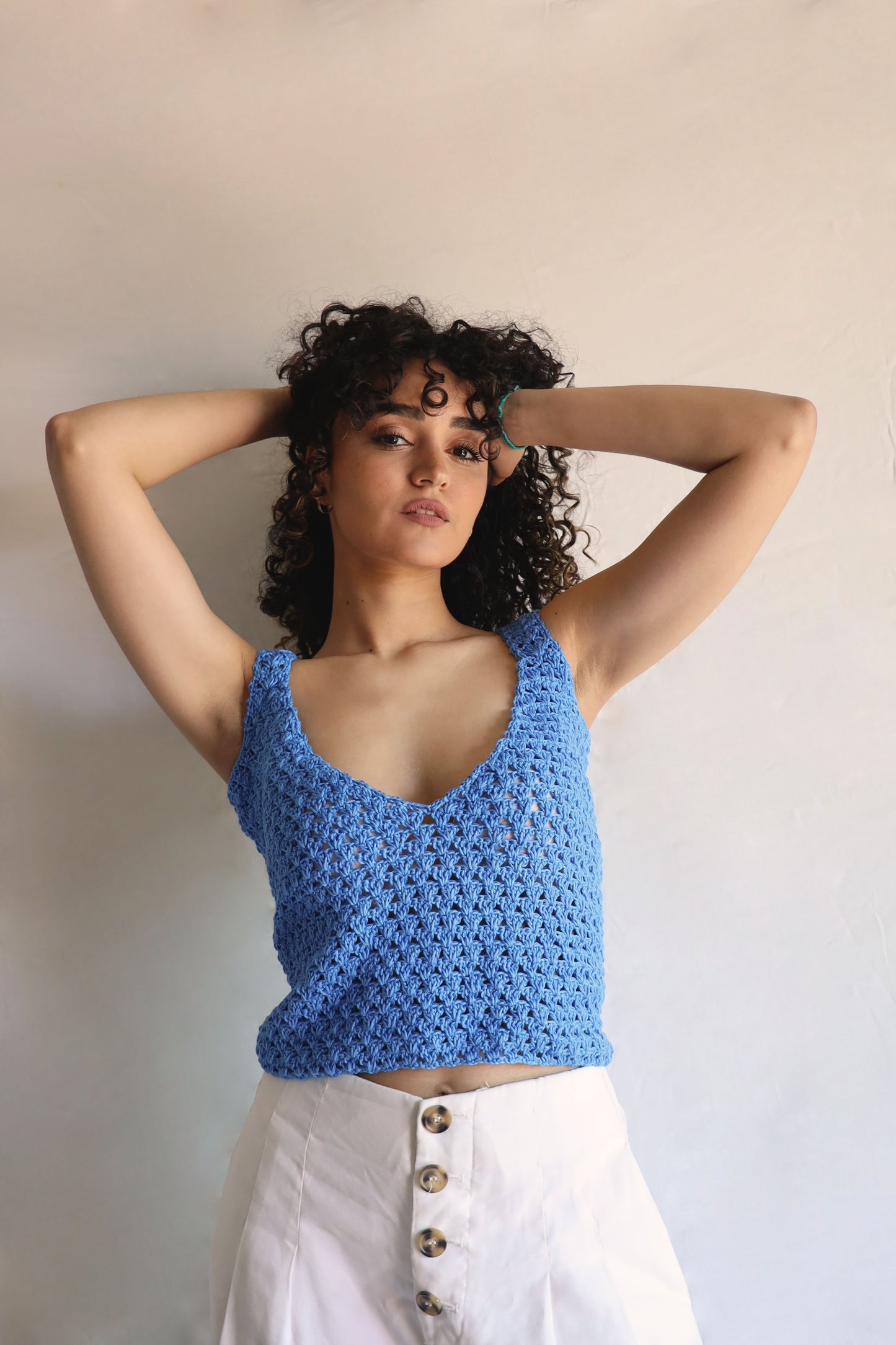 Top crochet Rosita - bleu
