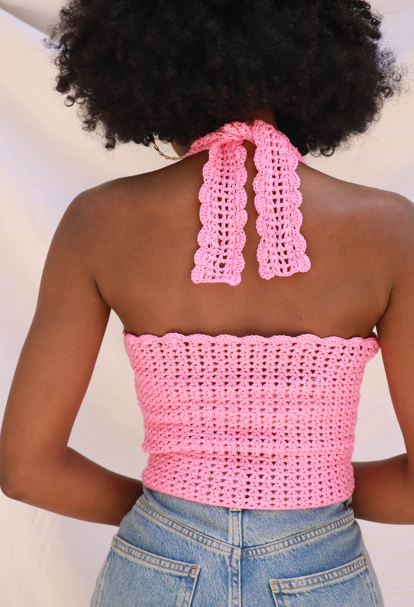 Top crochet Lucette - rose