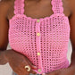 Top crochet Lucette - rose