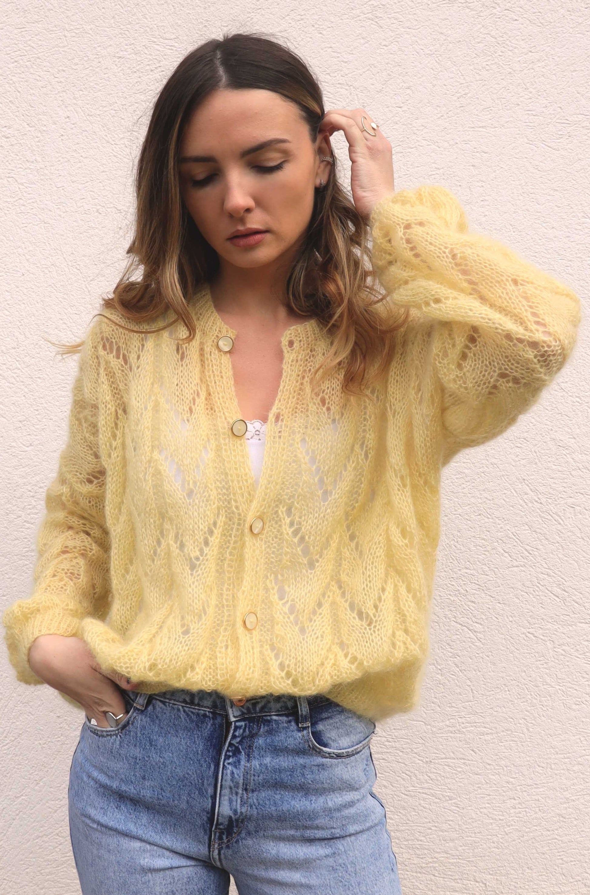 Gilet Claudine - jaune pastel – Les Mains de Mamie